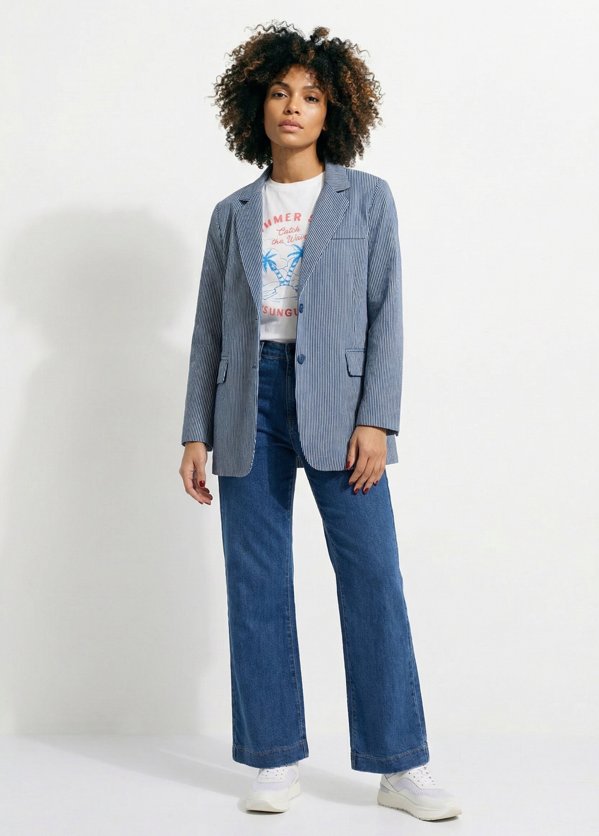 Veste en twill rayé, col tailleur Femme RAYE BLEU JS-JS-1116 SF1