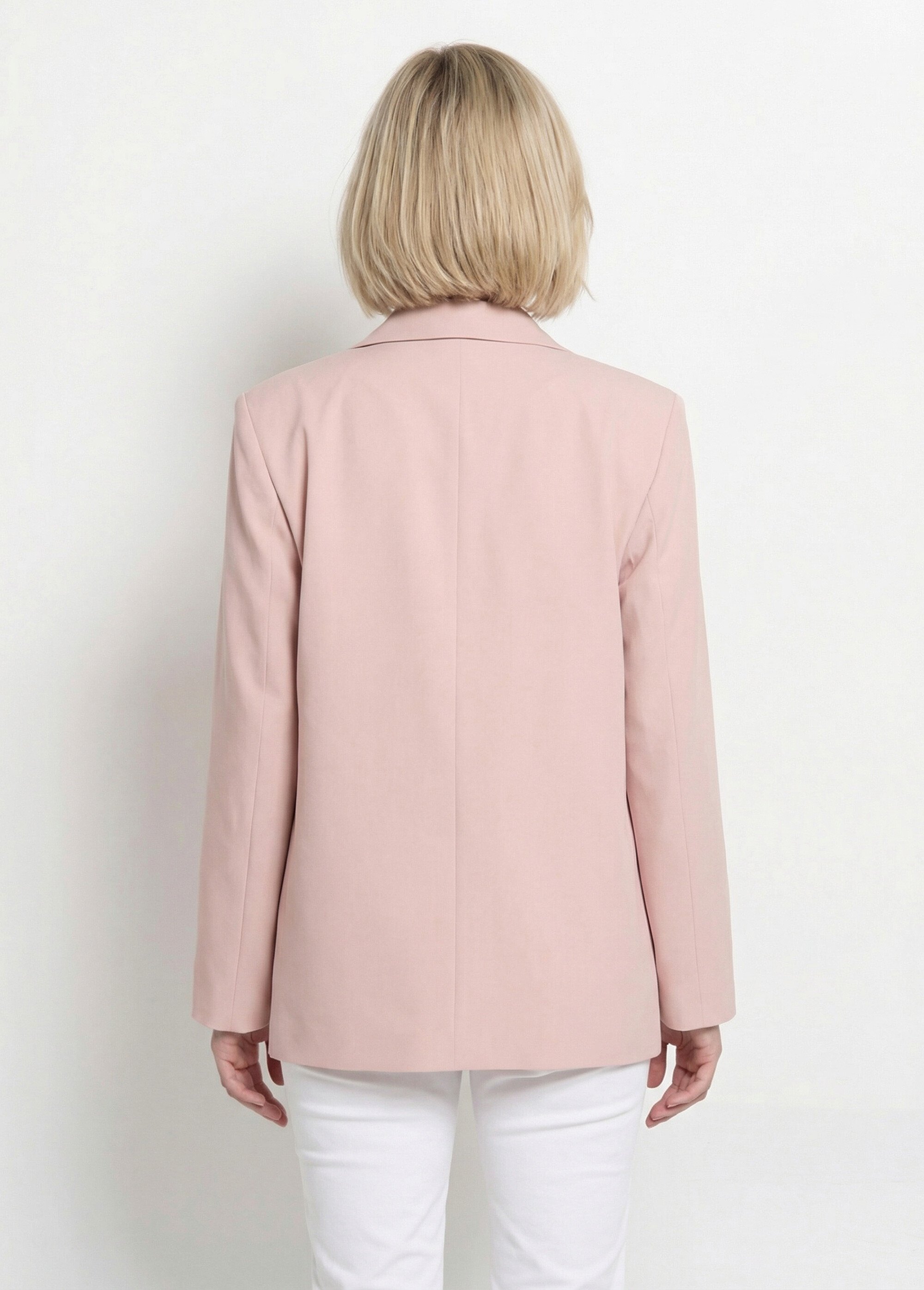 Veste longue 1 bouton avec col tailleur Femme Rose ANG-ZOELIE DO1