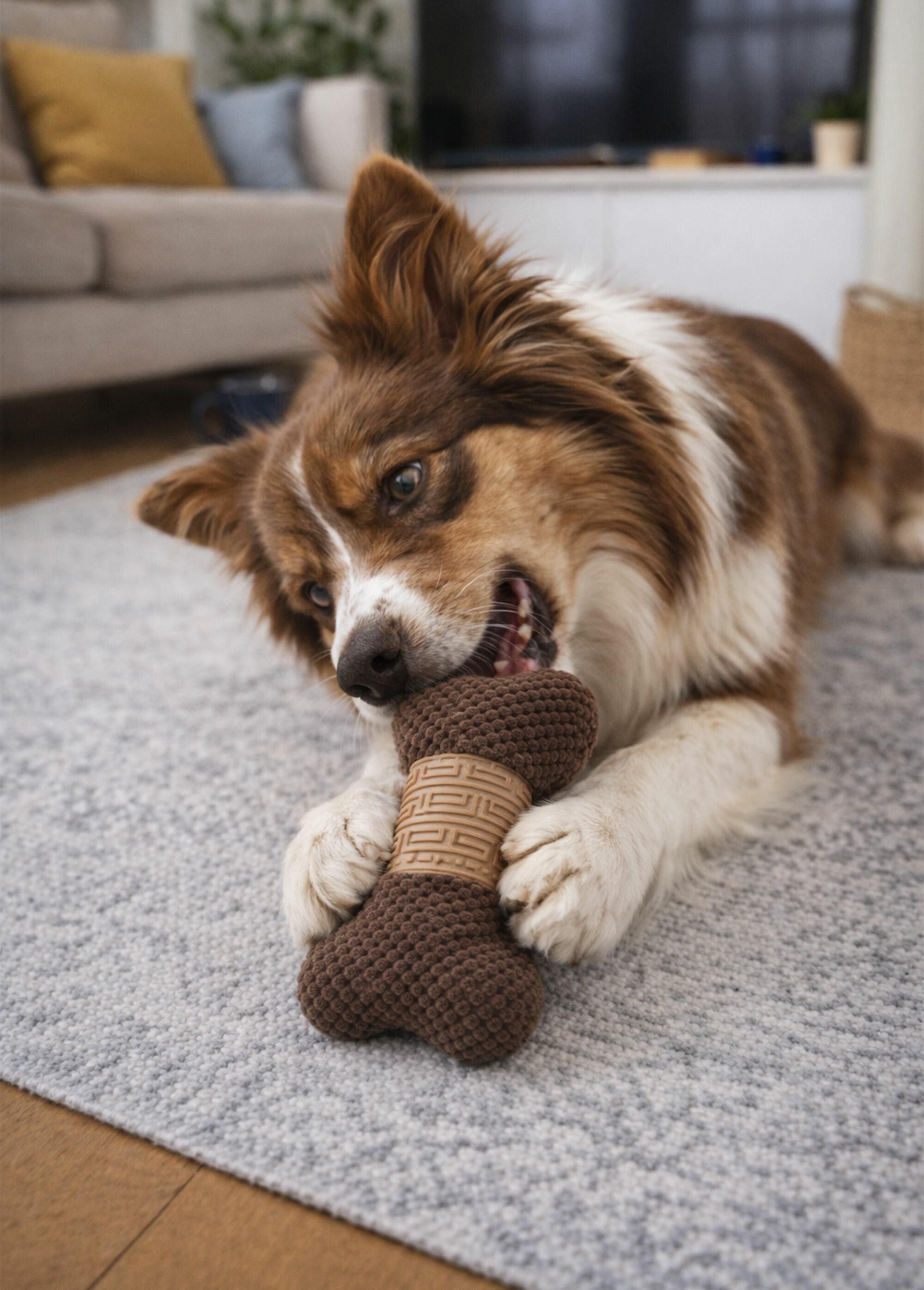 Doudou tissu pour animal en forme d'os MARRON RIG-00005973EL SI1