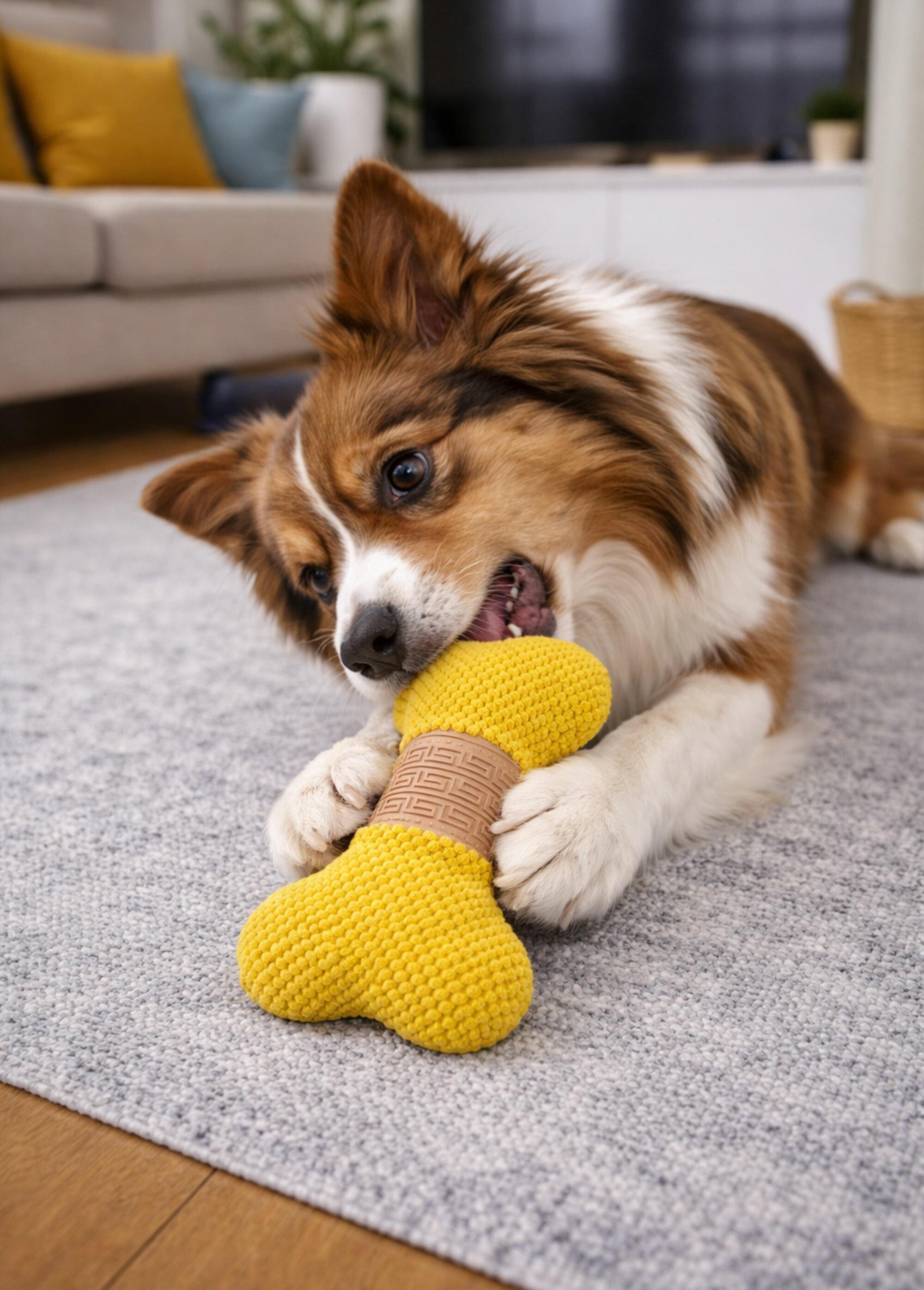 Doudou tissu pour animal en forme d'os JAUNE RIG-00005973EL SI1