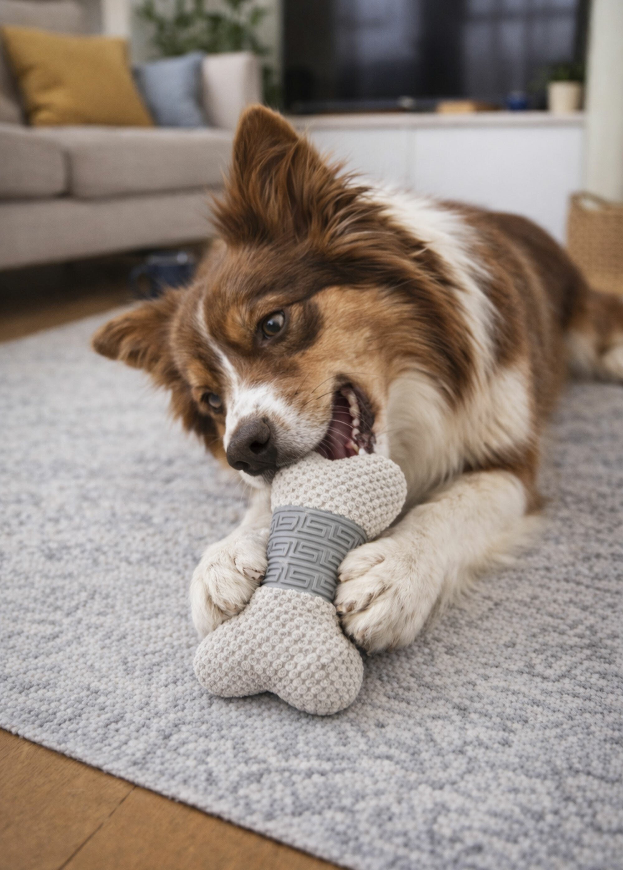 Doudou tissu pour animal en forme d'os GRIS RIG-00005973EL SI1