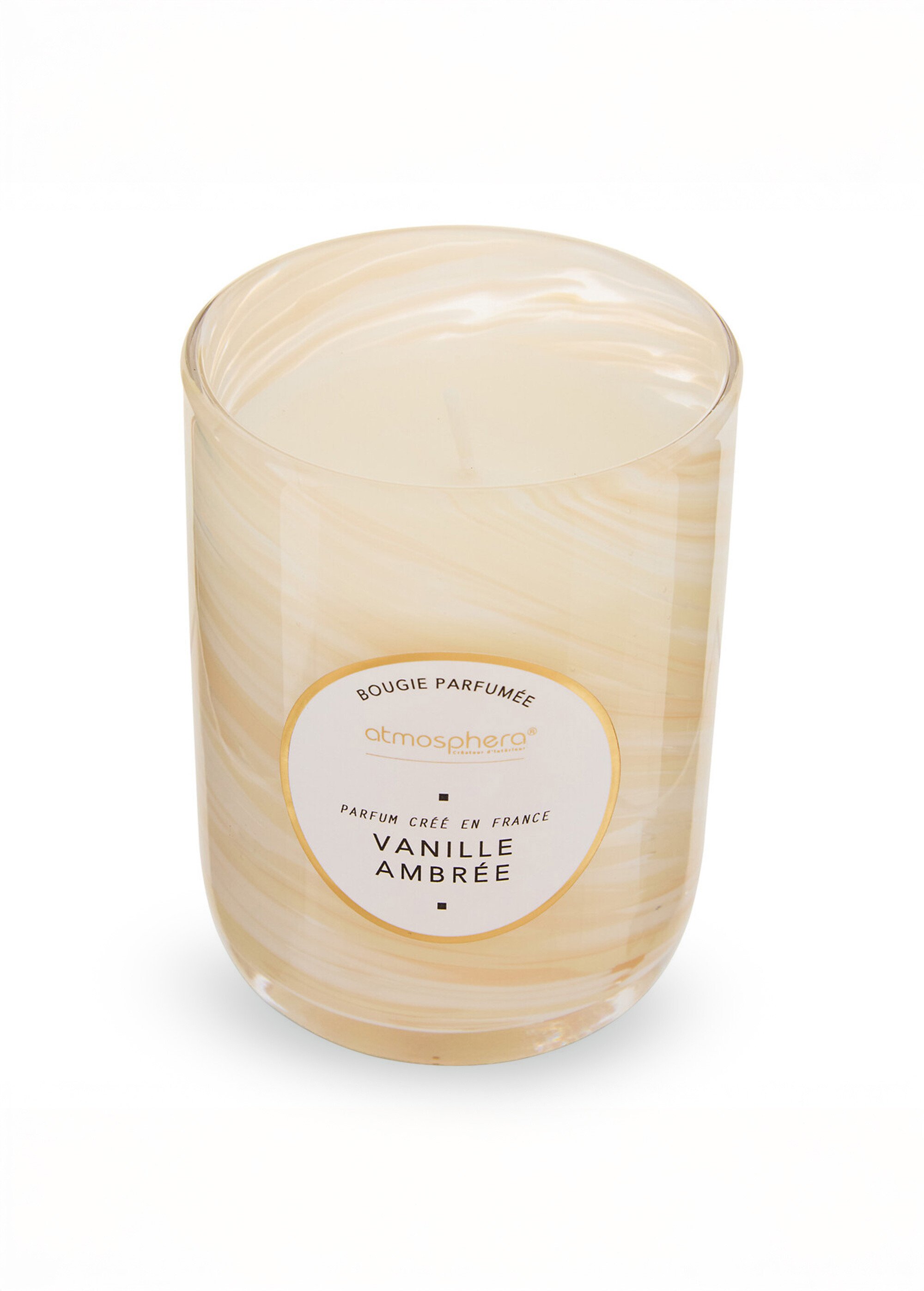 Bougie parfumée, verre effet tourbillon Beige JJA-214807 FA1