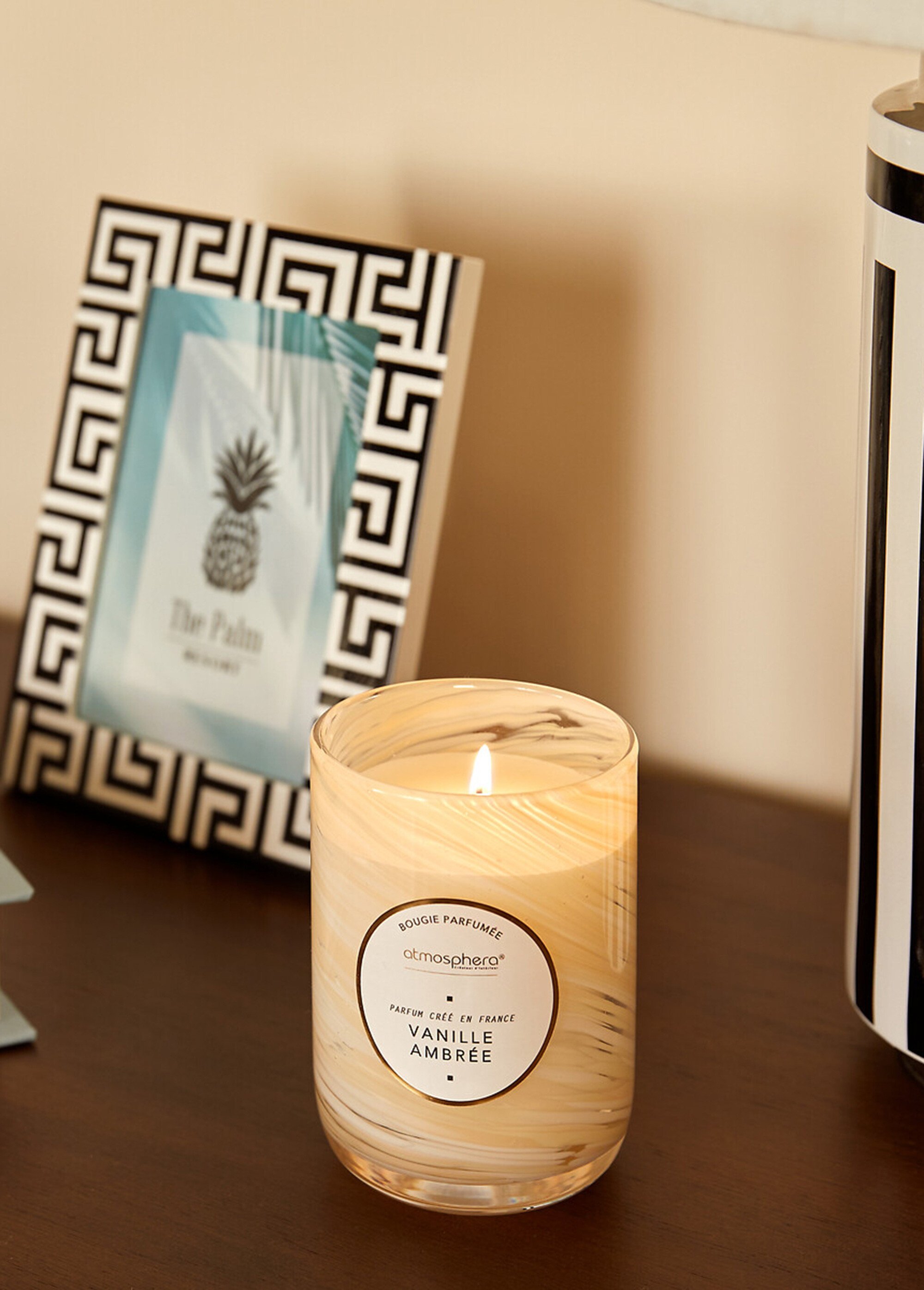 Bougie parfumée, verre effet tourbillon Beige JJA-214807 SI1