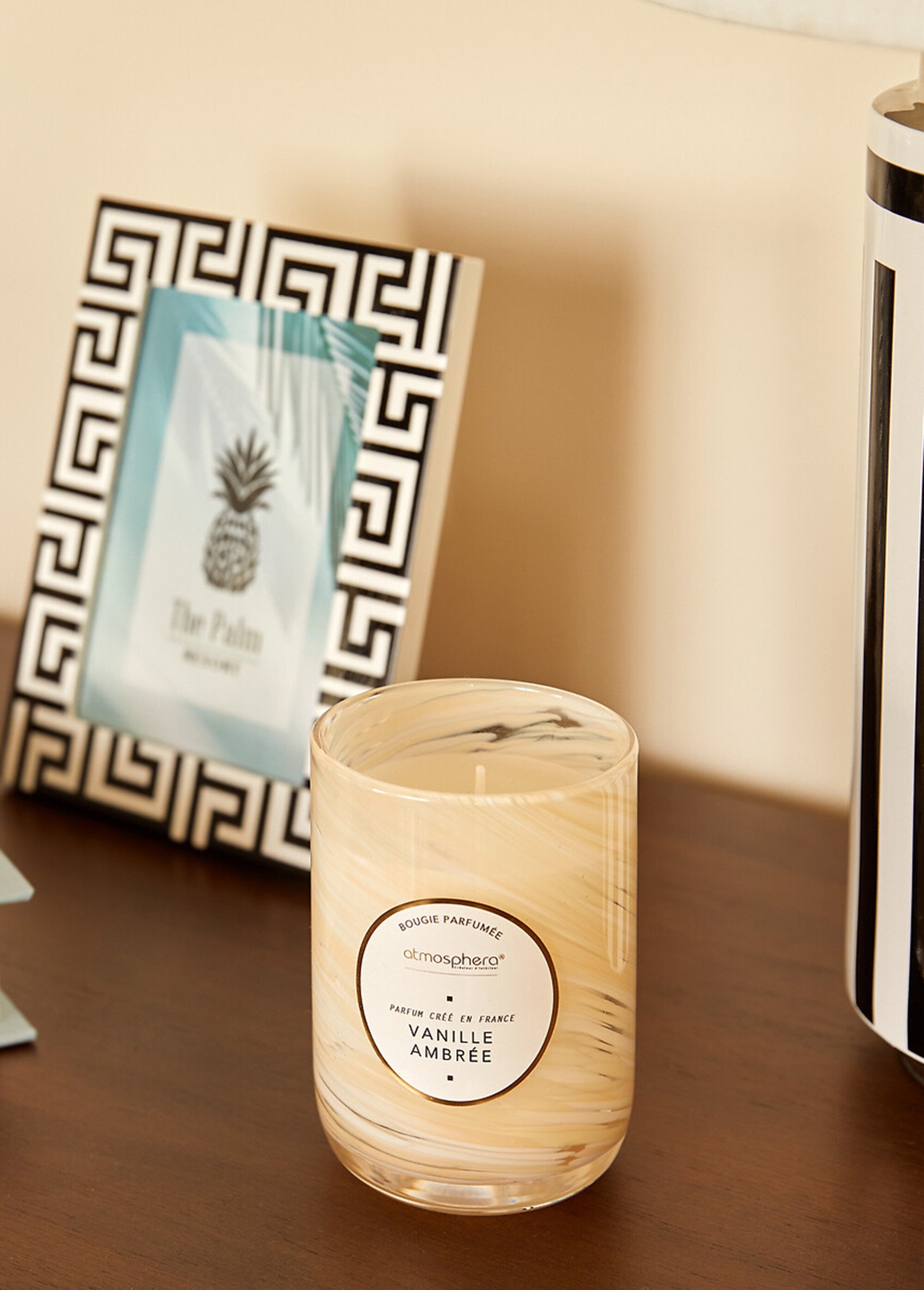 Bougie parfumée, verre effet tourbillon Beige JJA-214807 SI2