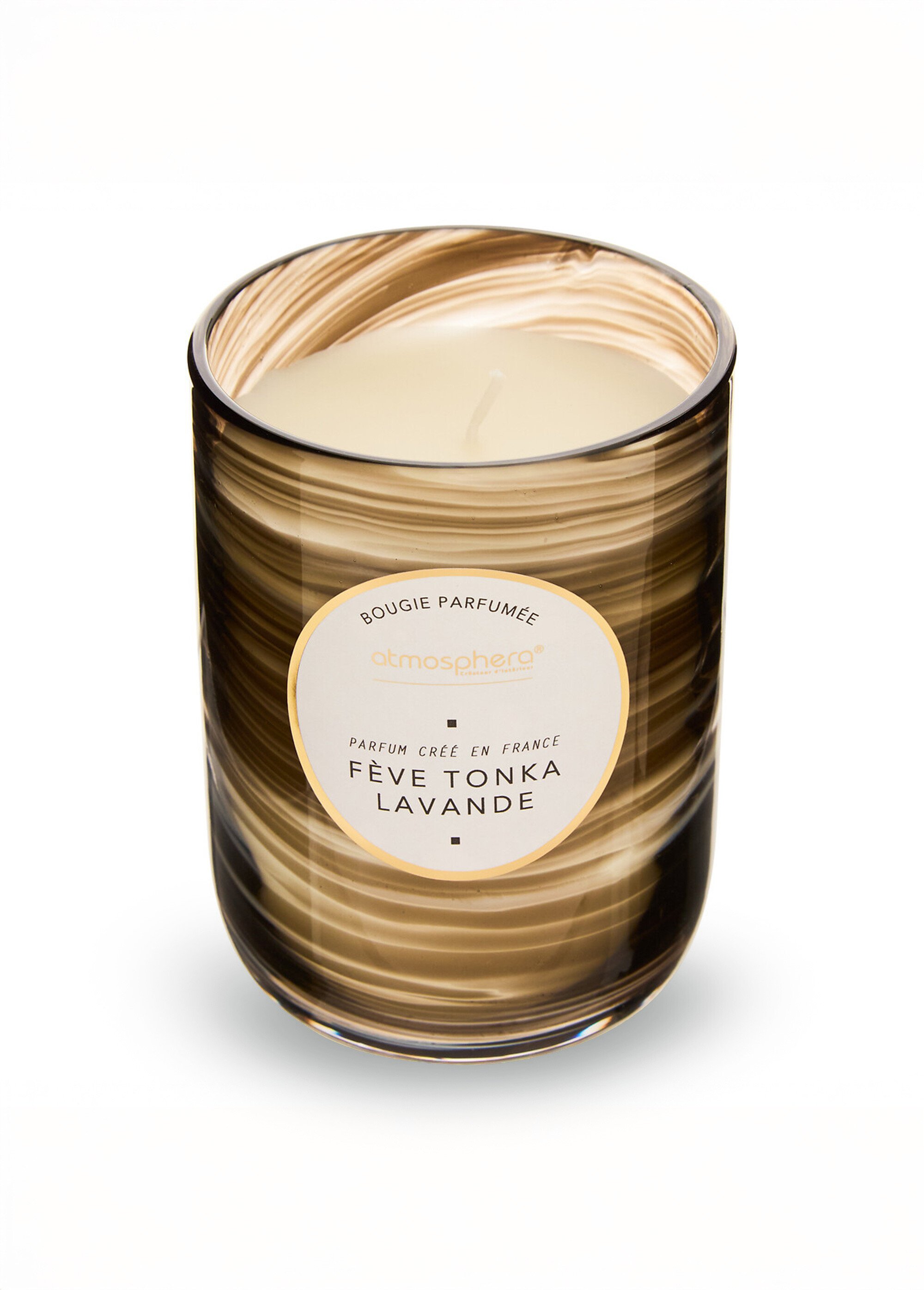 Bougie parfumée, verre effet tourbillon Marron JJA-214807 FA1