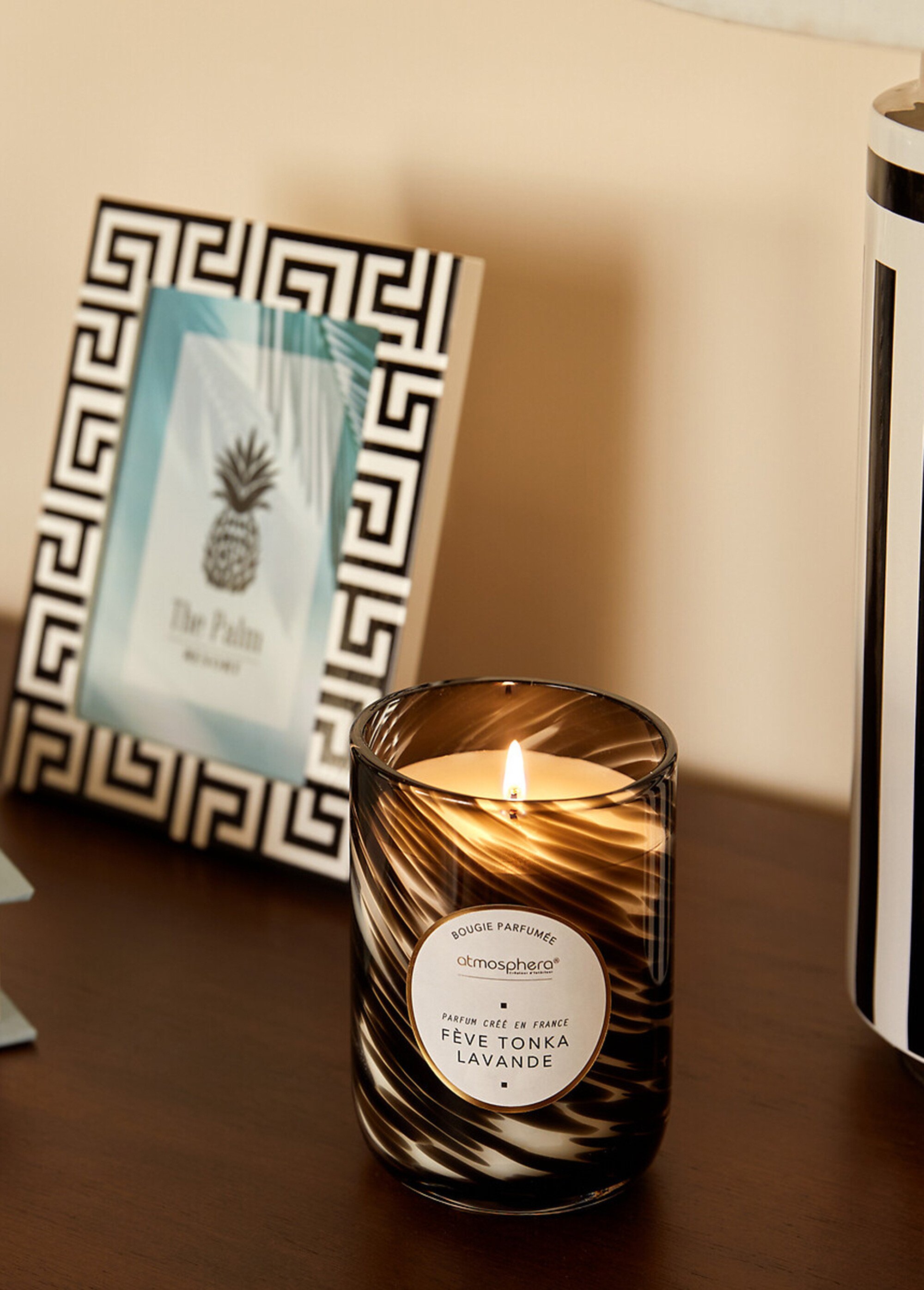 Bougie parfumée, verre effet tourbillon Marron JJA-214807 SI1