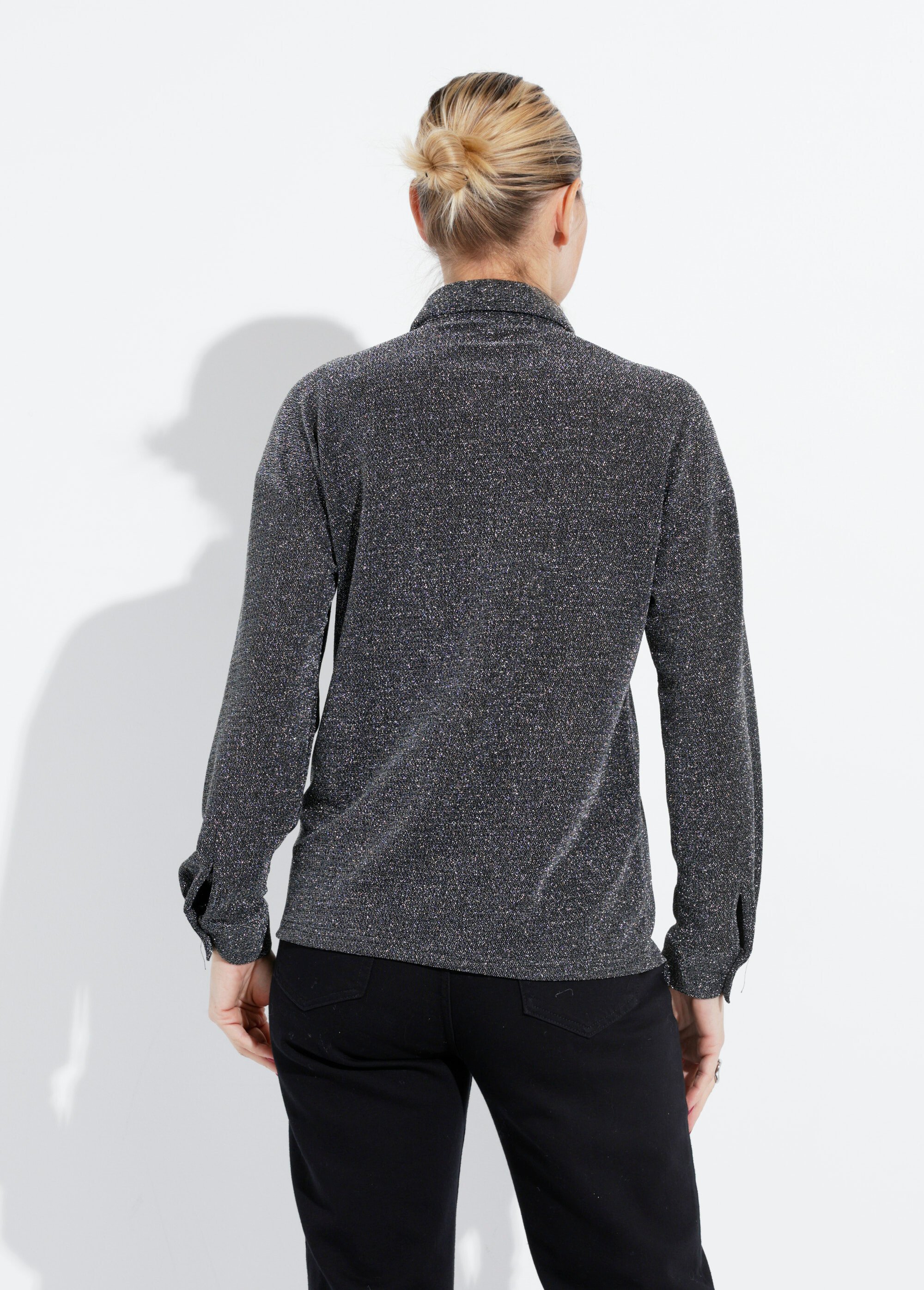 Chemisier manches longues effet pailleté Femme Argenté IA-D559 DO1