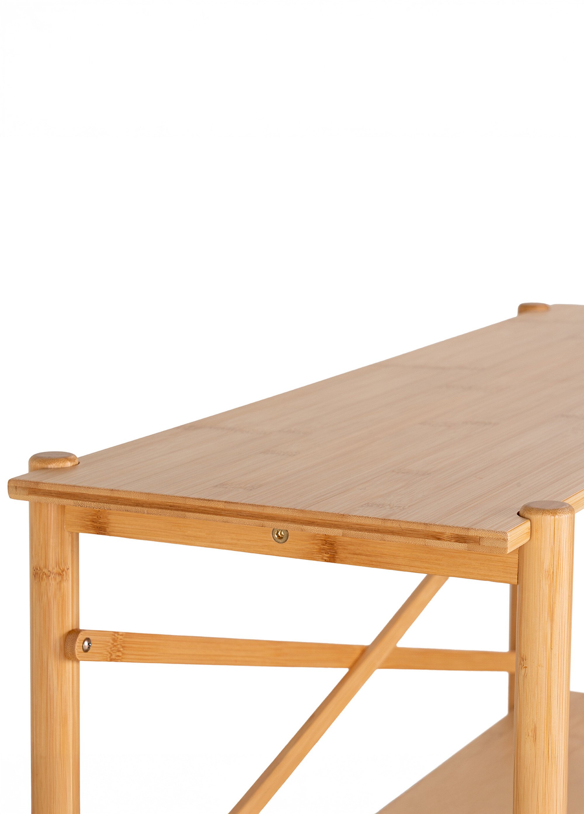 Console bambou 2 niveaux, détail croisé BEIGE HN-2301002 DE2