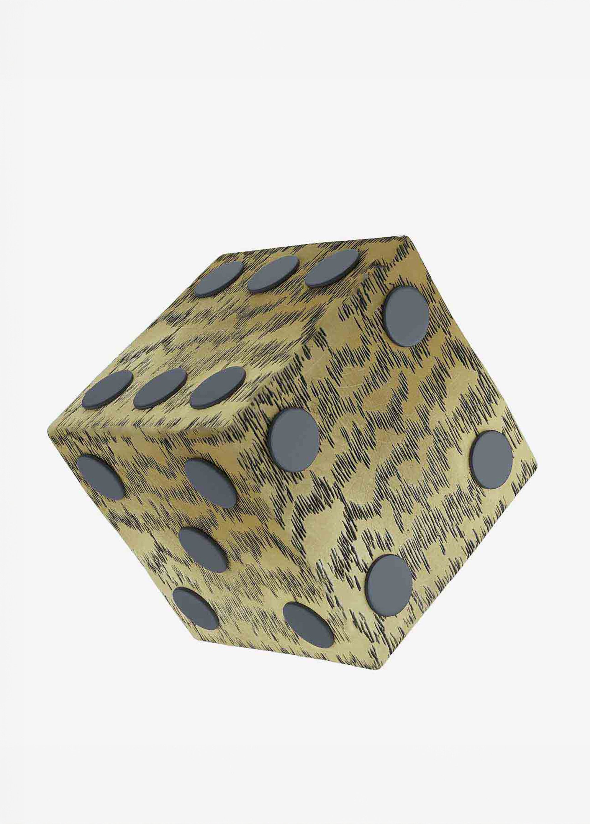 Cube déco en forme de dé, imitation bois Doré POT-TOKYO DE1
