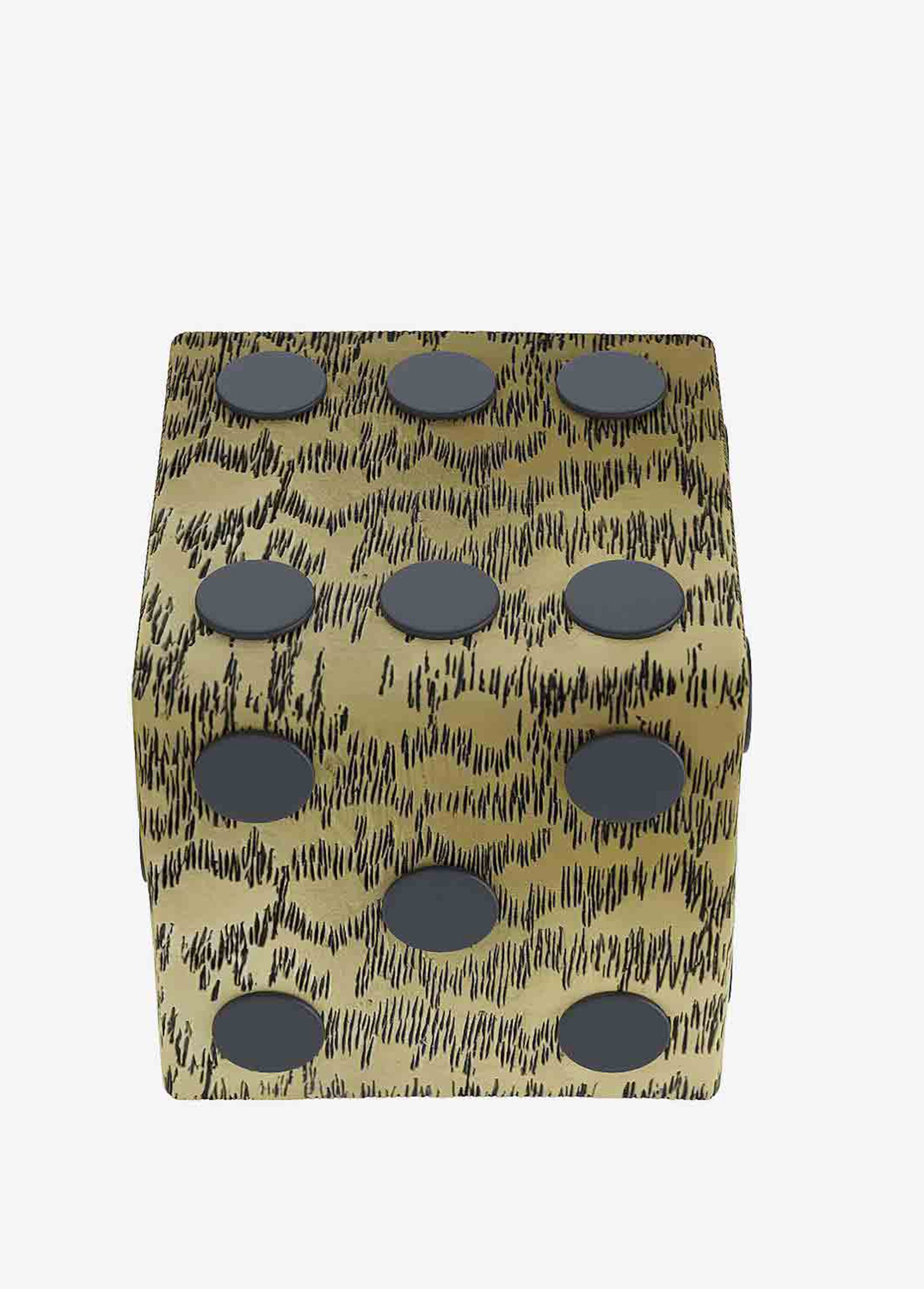 Cube déco en forme de dé, imitation bois Doré POT-TOKYO FA1