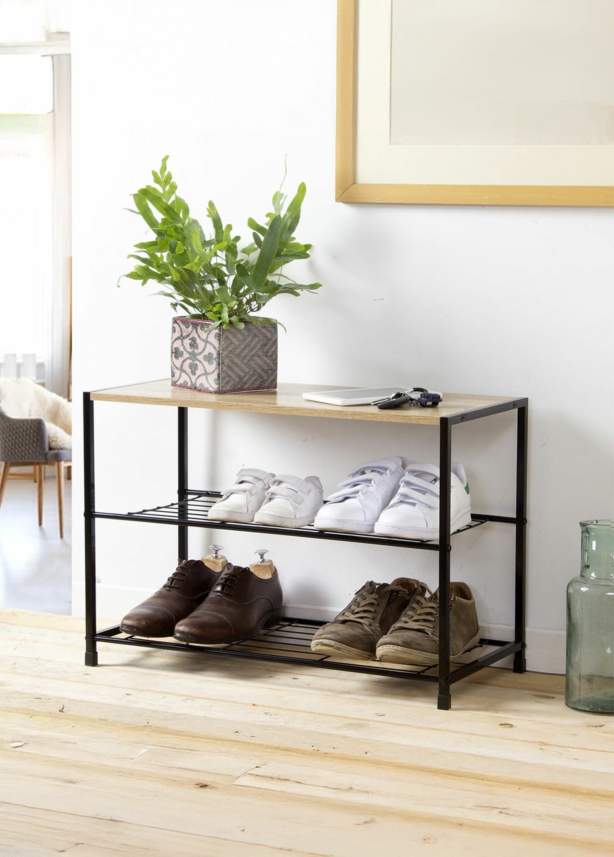 Etagère à chaussures 2 niveaux métal NOIR CAL-11683133 SI1