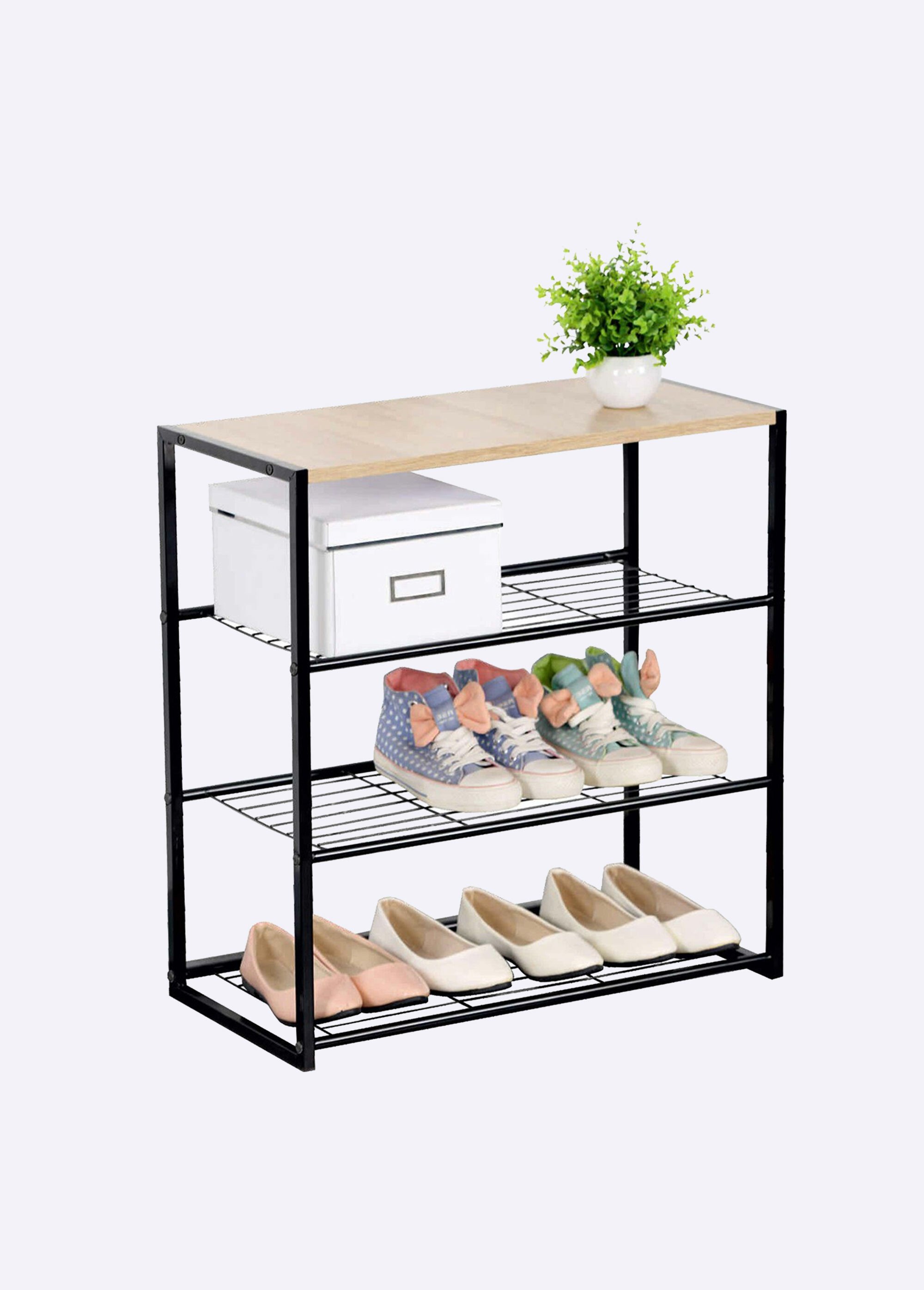 Etagère à chaussures 3 niveaux métal MARRON CAL-11574133 DE1