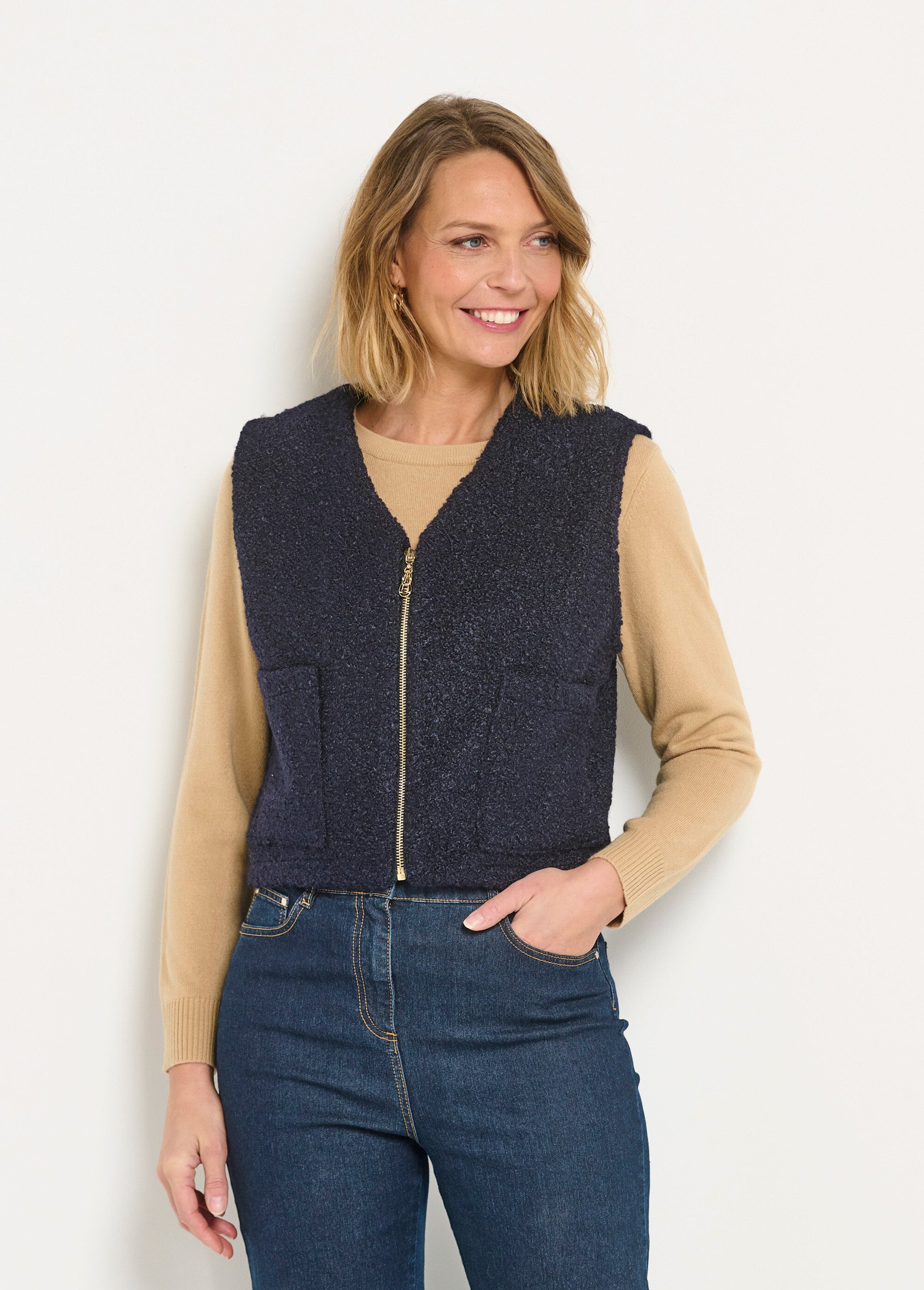 Gilet Femme FootJoy 80th US Open Erin Hills – Bleu, Taille 2XL, Poches Zippées