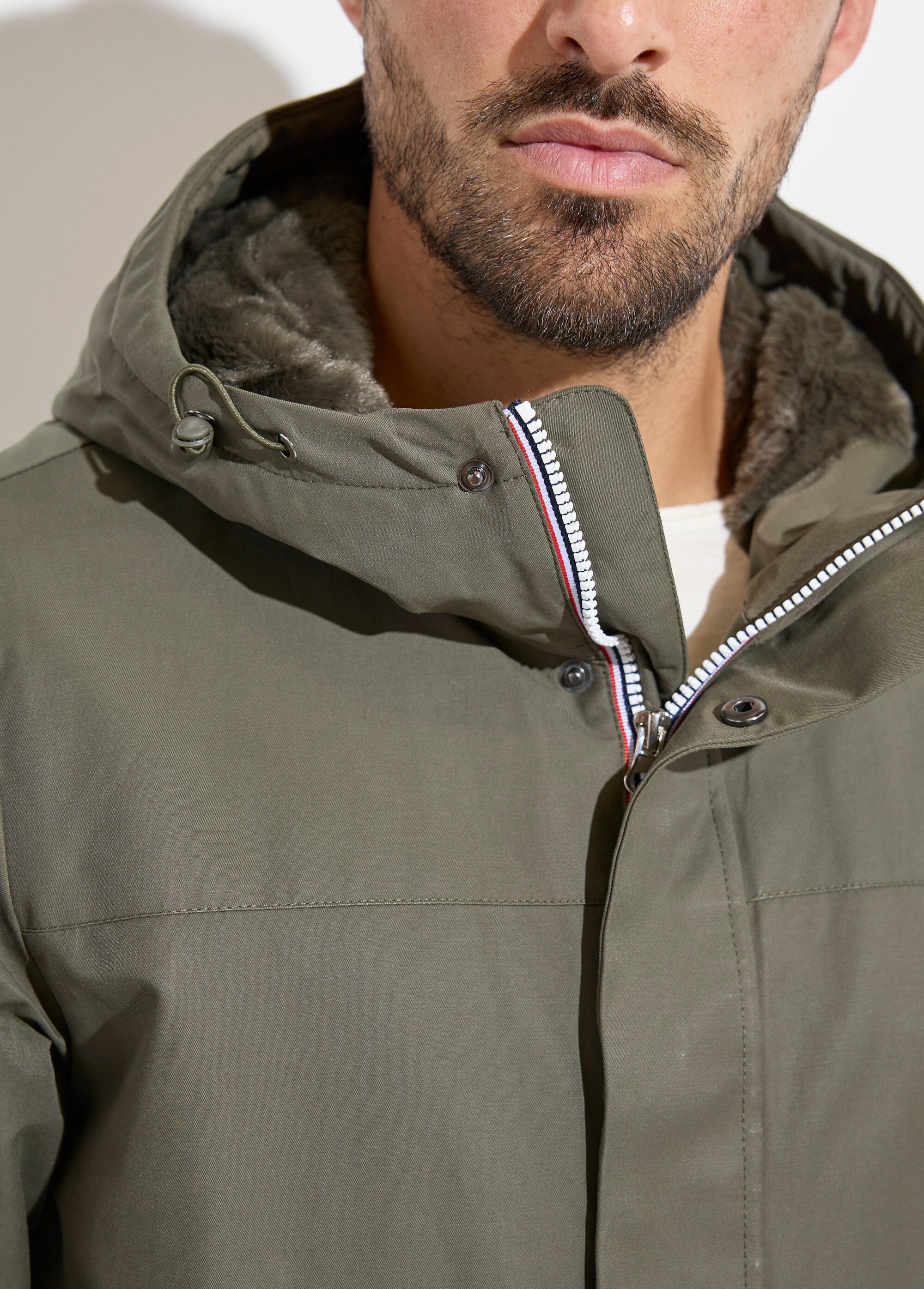 Parka à capuche intérieur fourrure Homme Vert LAU6039 DE1