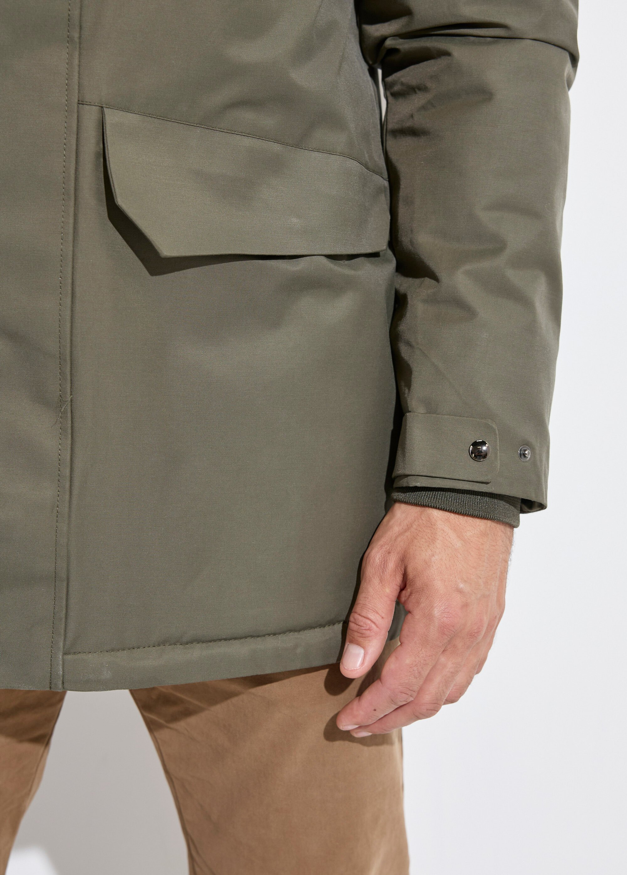 Parka à capuche intérieur fourrure Homme Vert LAU6039 DE2