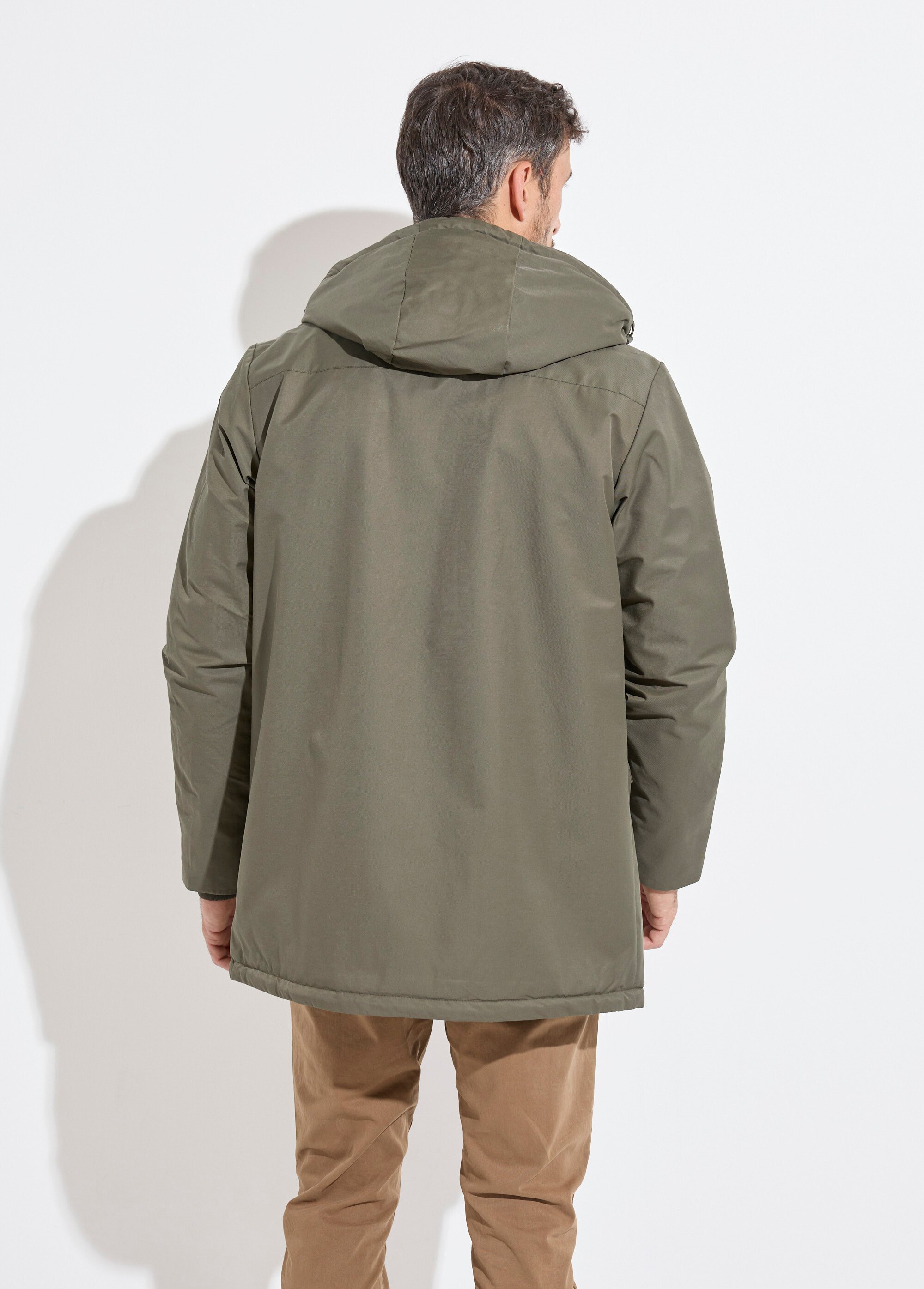 Parka à capuche intérieur fourrure Homme Vert LAU6039 DO1