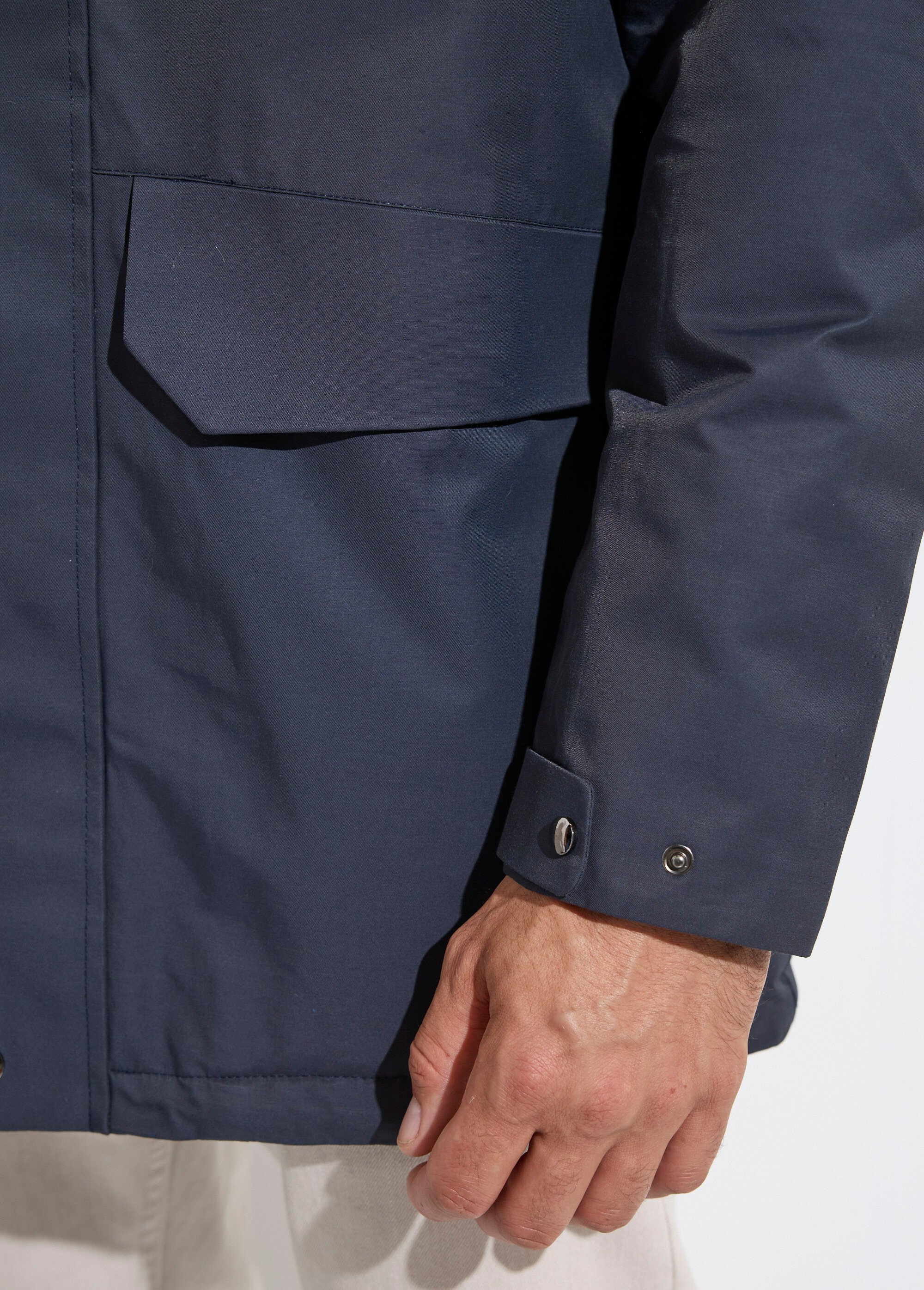 Parka à capuche intérieur fourrure Homme Bleu LAU6039 DE2