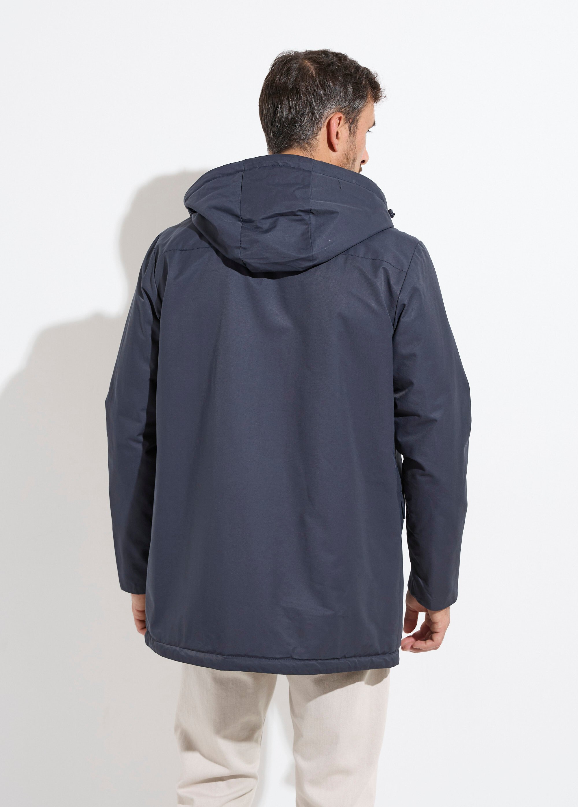 Parka à capuche intérieur fourrure Homme Bleu LAU6039 DO1