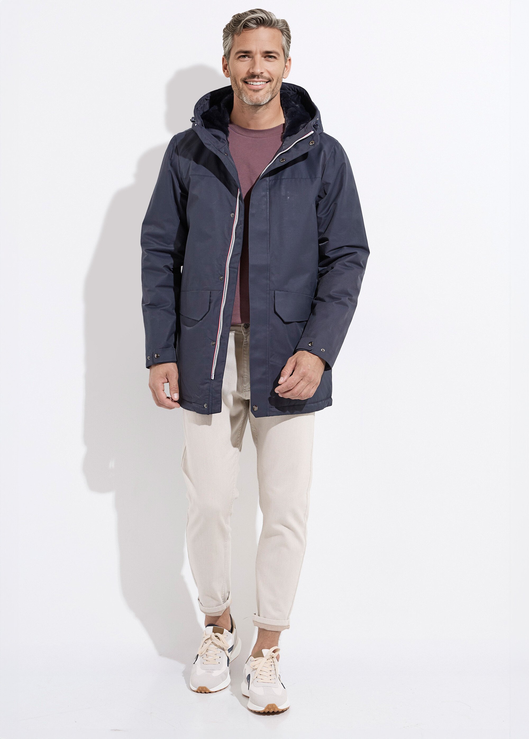 Parka à capuche intérieur fourrure Homme Bleu LAU6039 SF1
