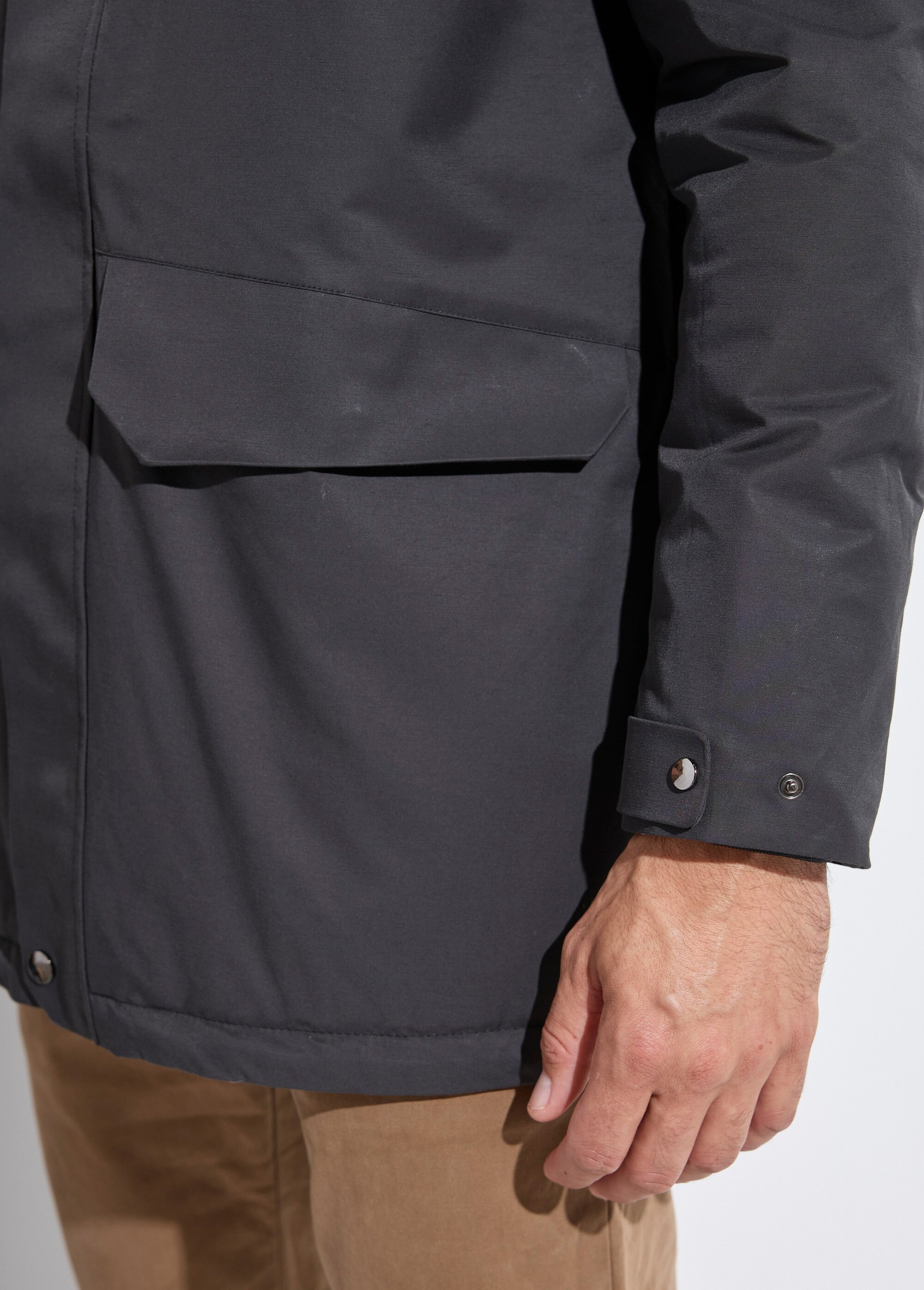 Parka à capuche intérieur fourrure Homme Noir LAU6039 DE2