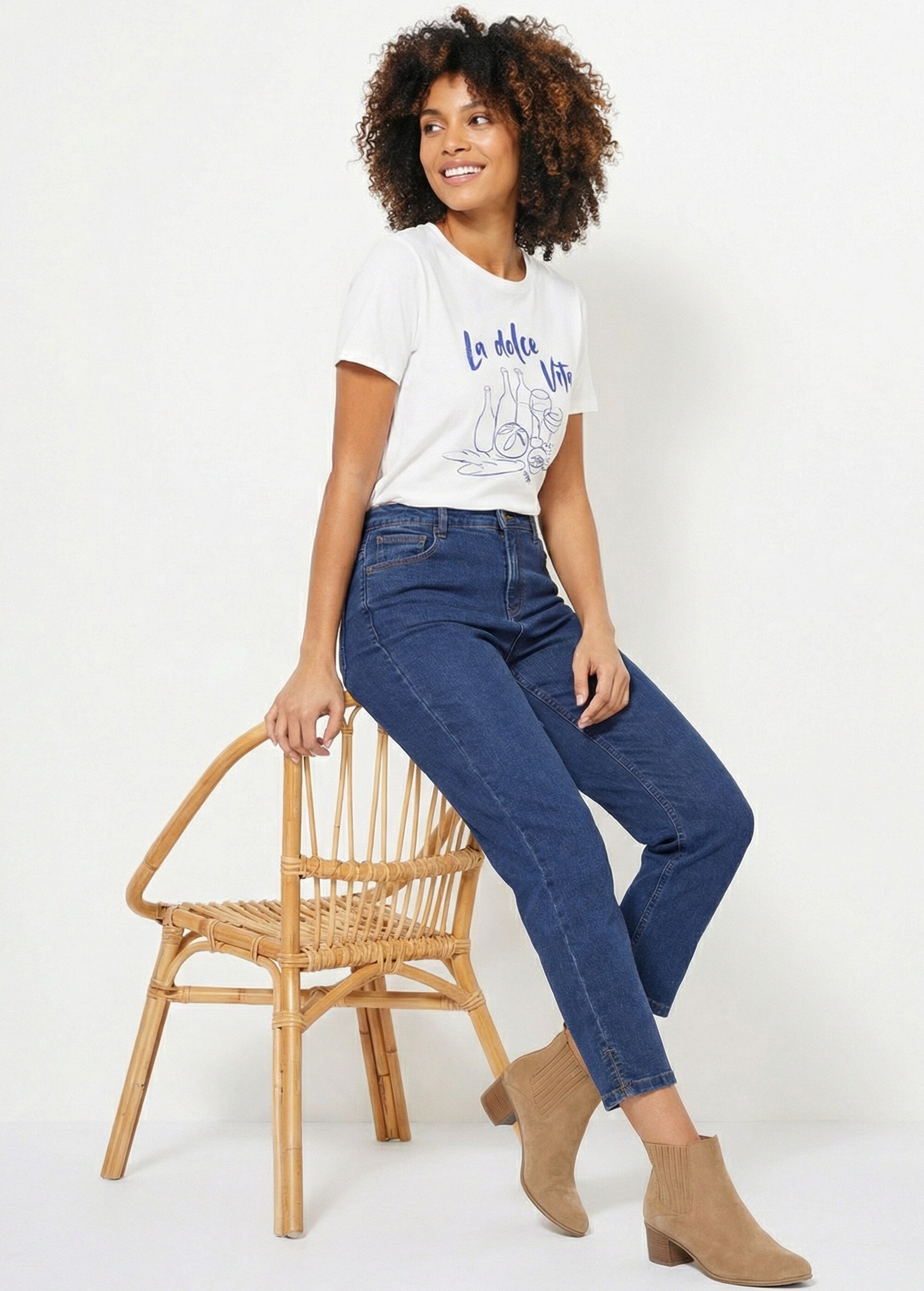 Jean taille haute coupe droite 7/8ème Femme STONE NOURIA MV1