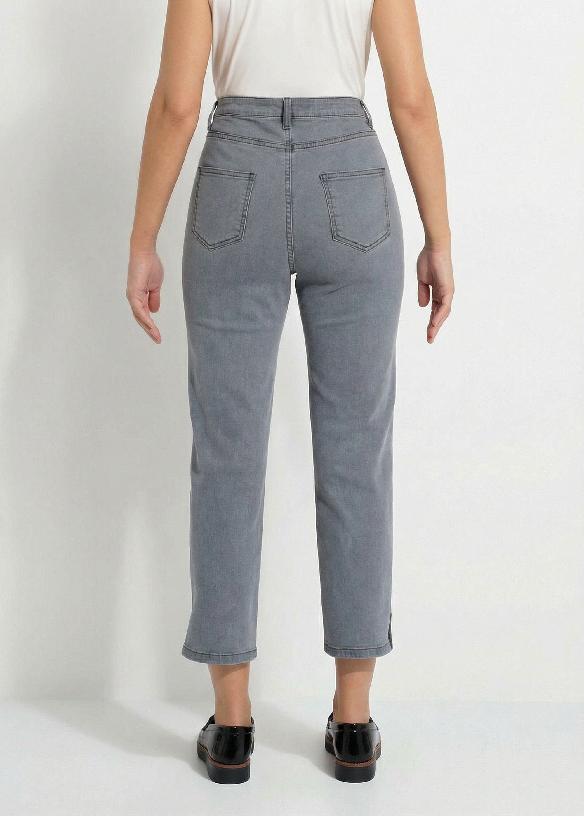 Jean taille haute coupe droite 7/8ème Femme Gris NOURIA DO1