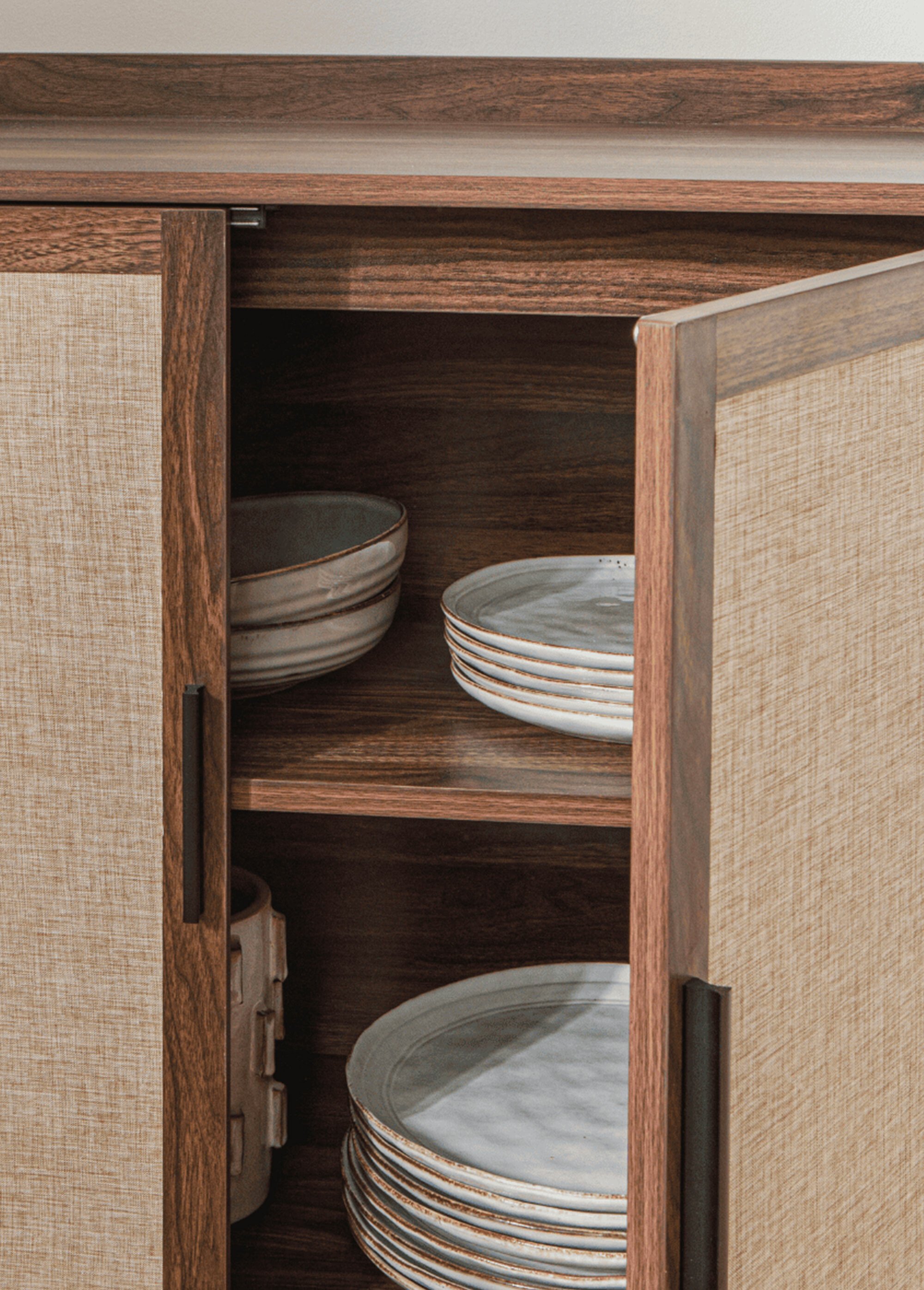 JETSON Buffet 2 portes tissu effet noyer