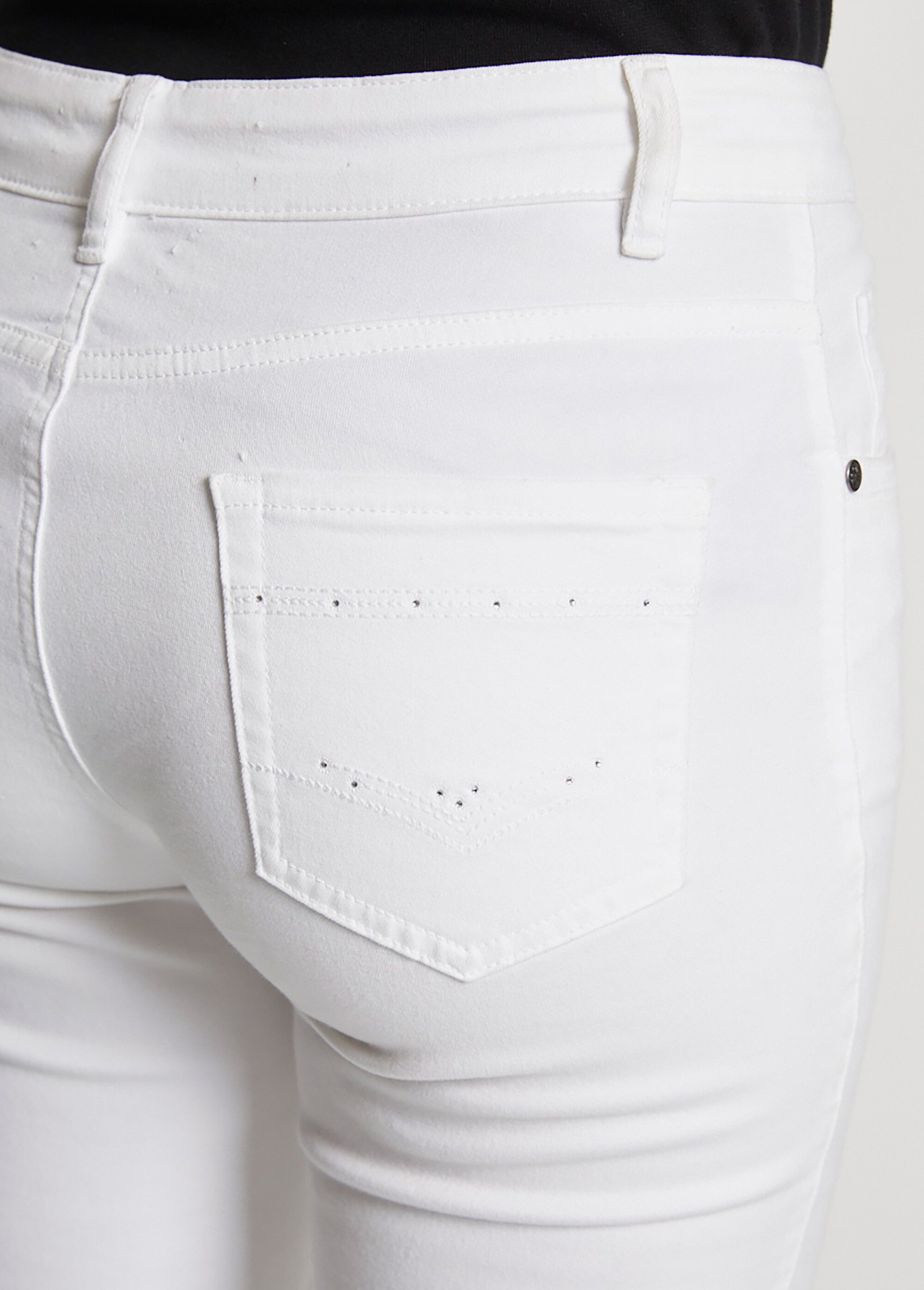 Le pantalon 5 poches brodé Femme Blanc NOMINAL DE2