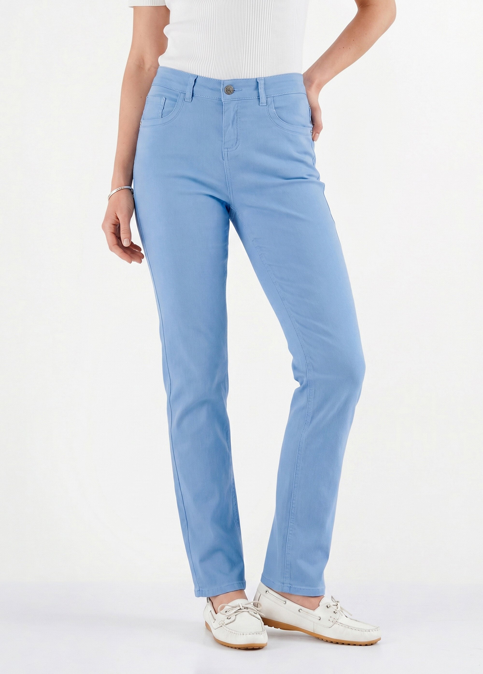 Le pantalon 5 poches brodé Femme Bleu NOMINAL FA1