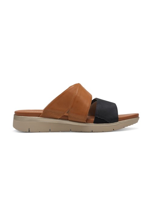 Mules bicolores avec semelle compensée Femme Marron JAN82716244 DR1