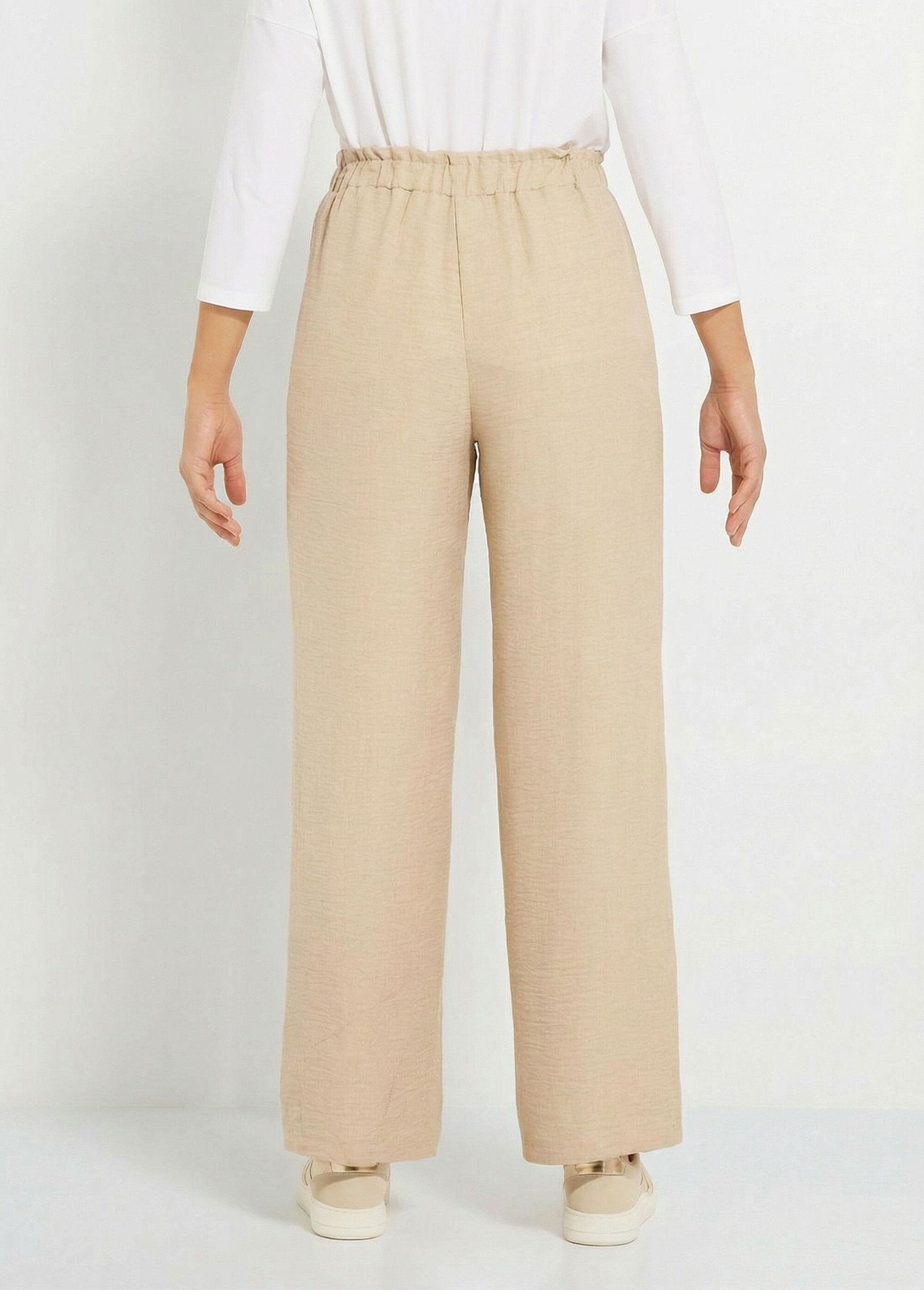 Pantalon large fluide semi élastiqué