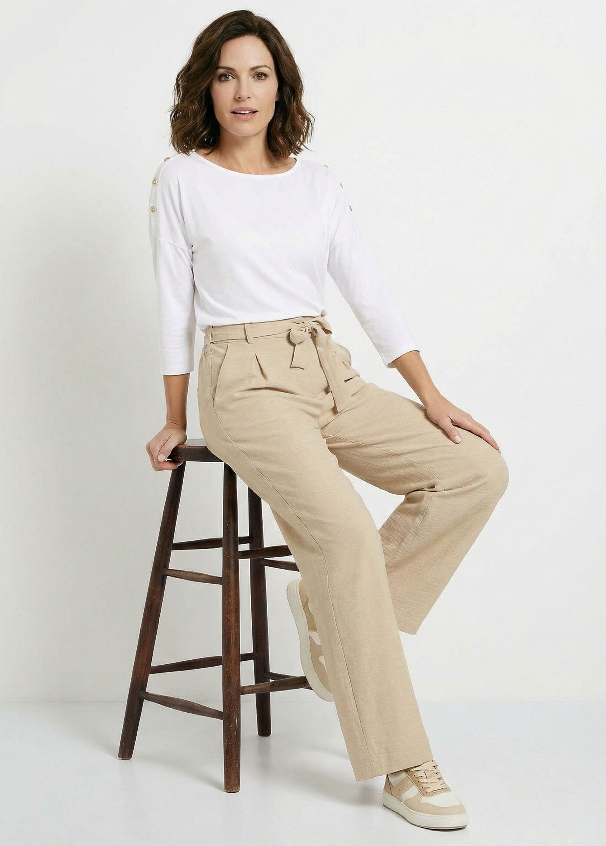 Pantalon large fluide semi élastiqué