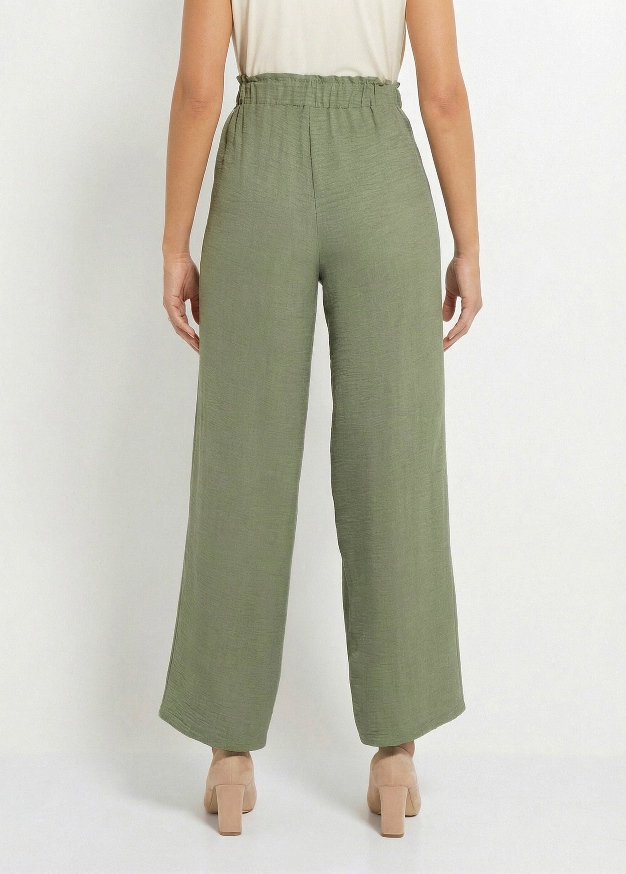Pantalon large fluide semi élastiqué Femme VERT SAUGE NOLARA DO1