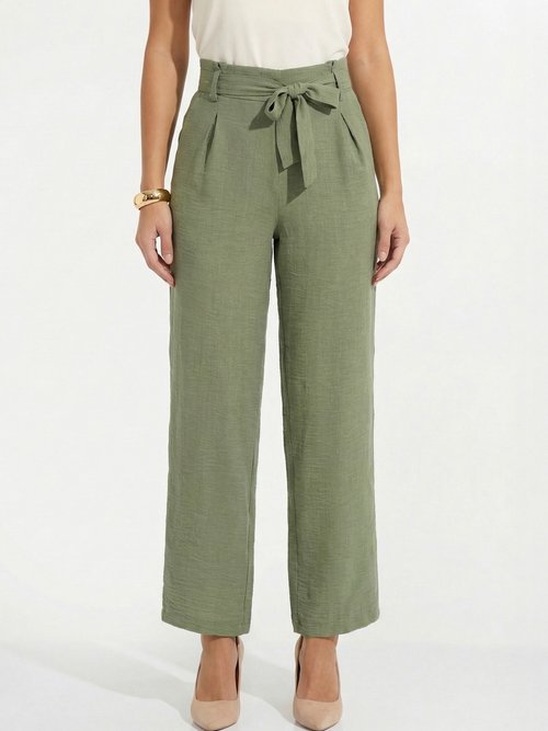 Pantalon large fluide semi élastiqué Femme VERT SAUGE NOLARA FA1