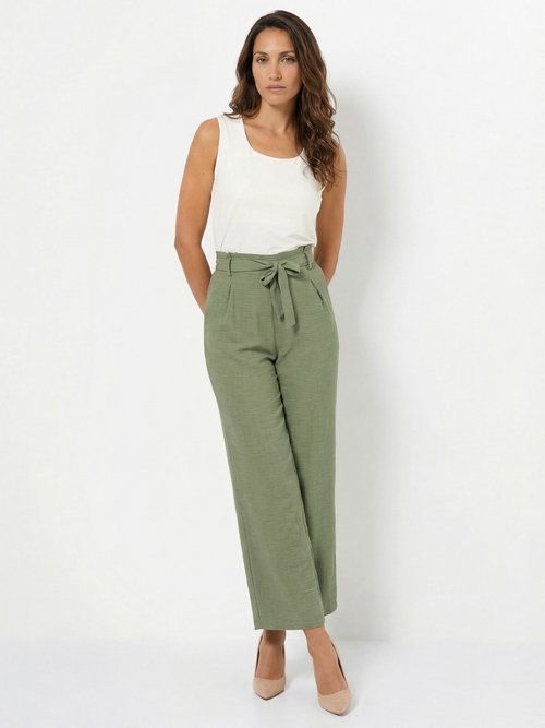 Pantalon large fluide semi élastiqué Femme VERT SAUGE NOLARA SF1