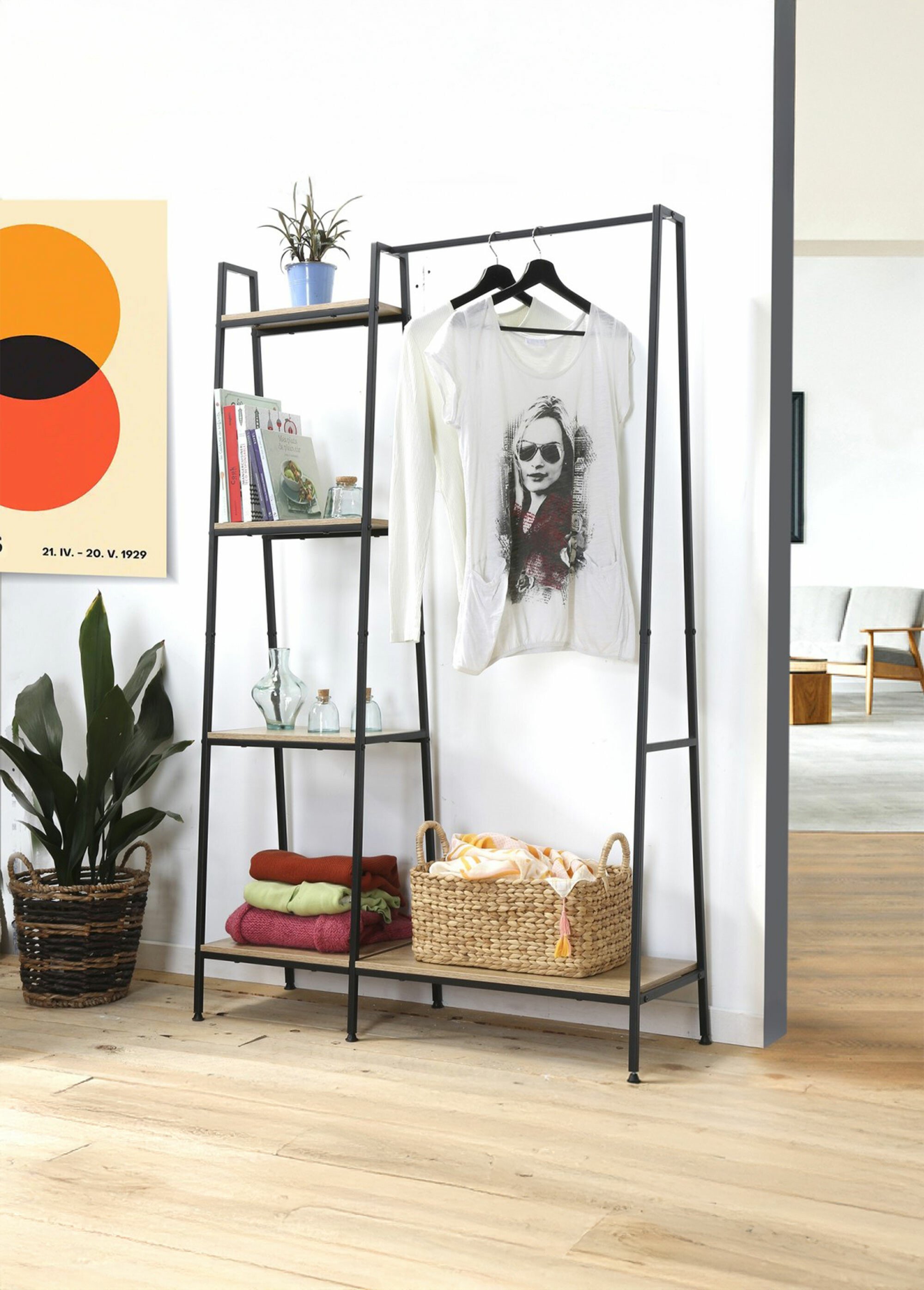 Penderie métal 5 tablettes + barre MARRON CAL-12148133 SI1