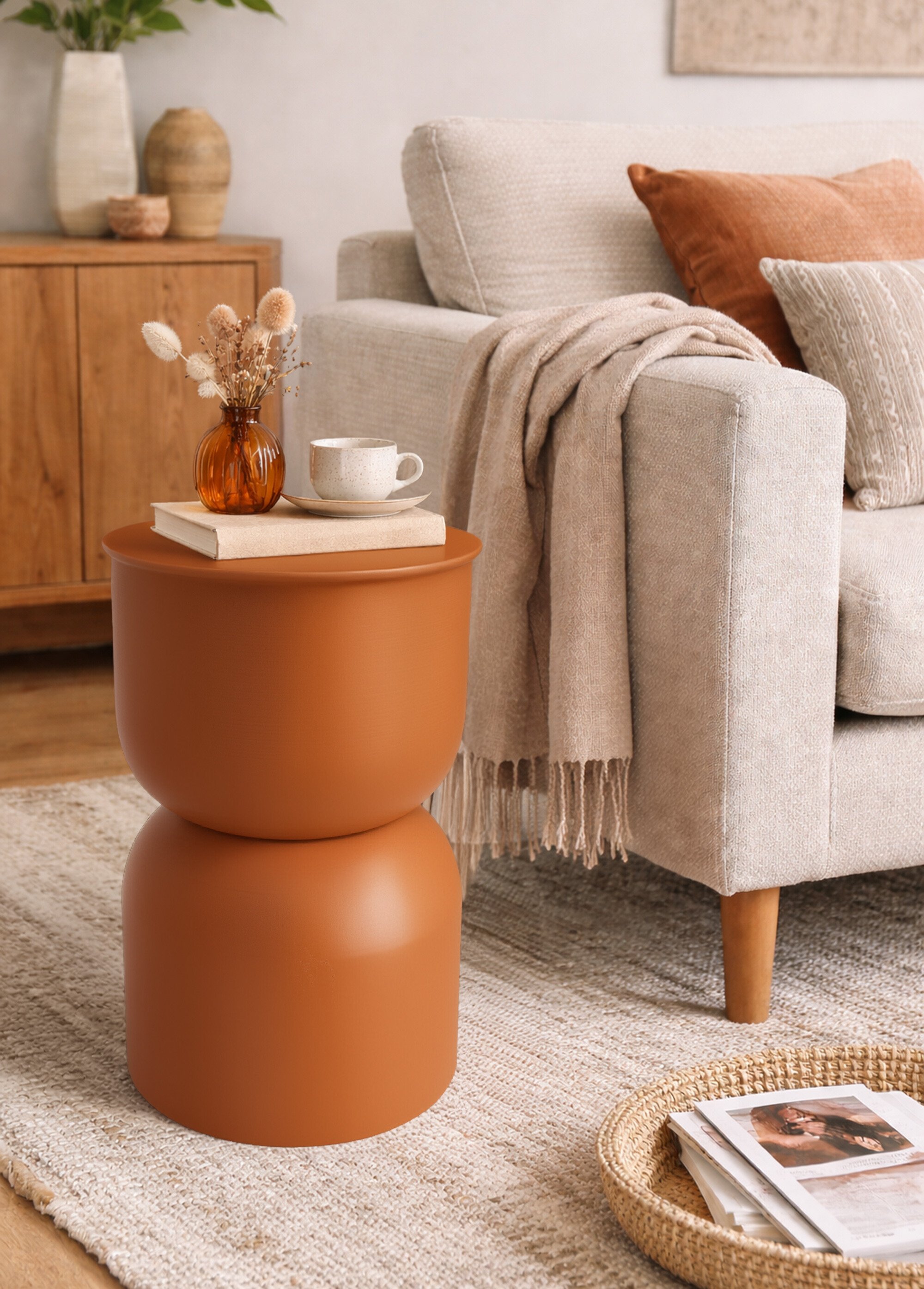 Petite table d'appoint design en zinc MARRON KP-FZ1002230 SI1