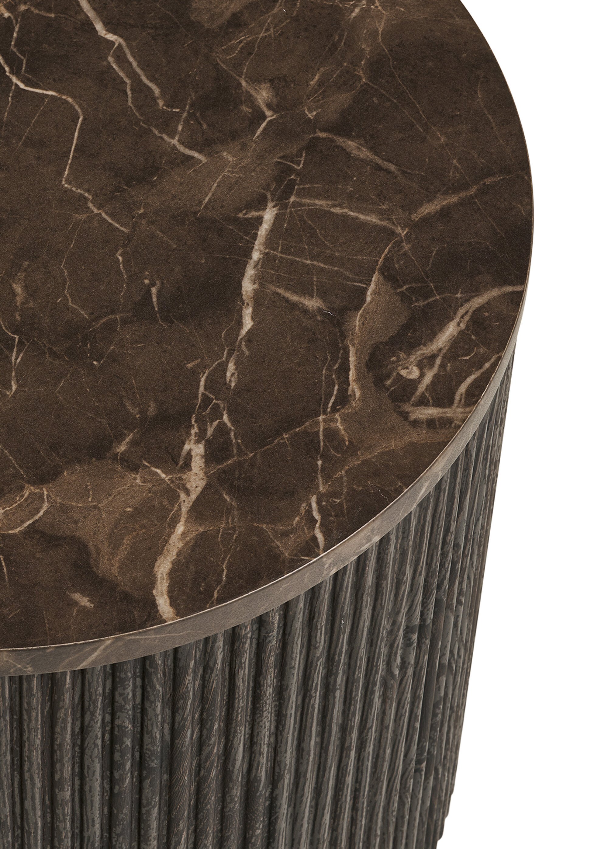 Petite table d'appoint façon marbre MARRON HN-2102190 DE2