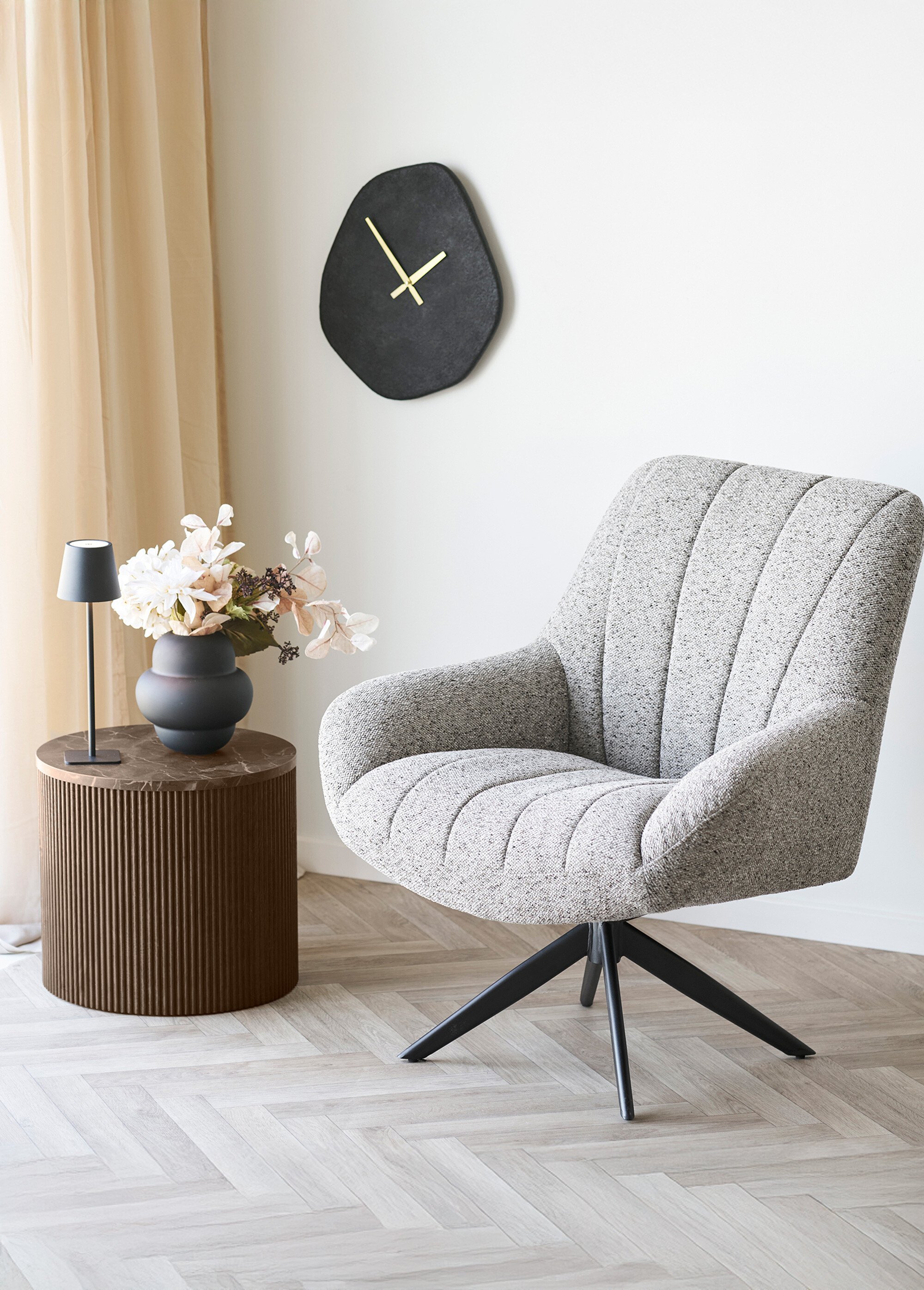 Petite table d'appoint façon marbre MARRON HN-2102190 SI1