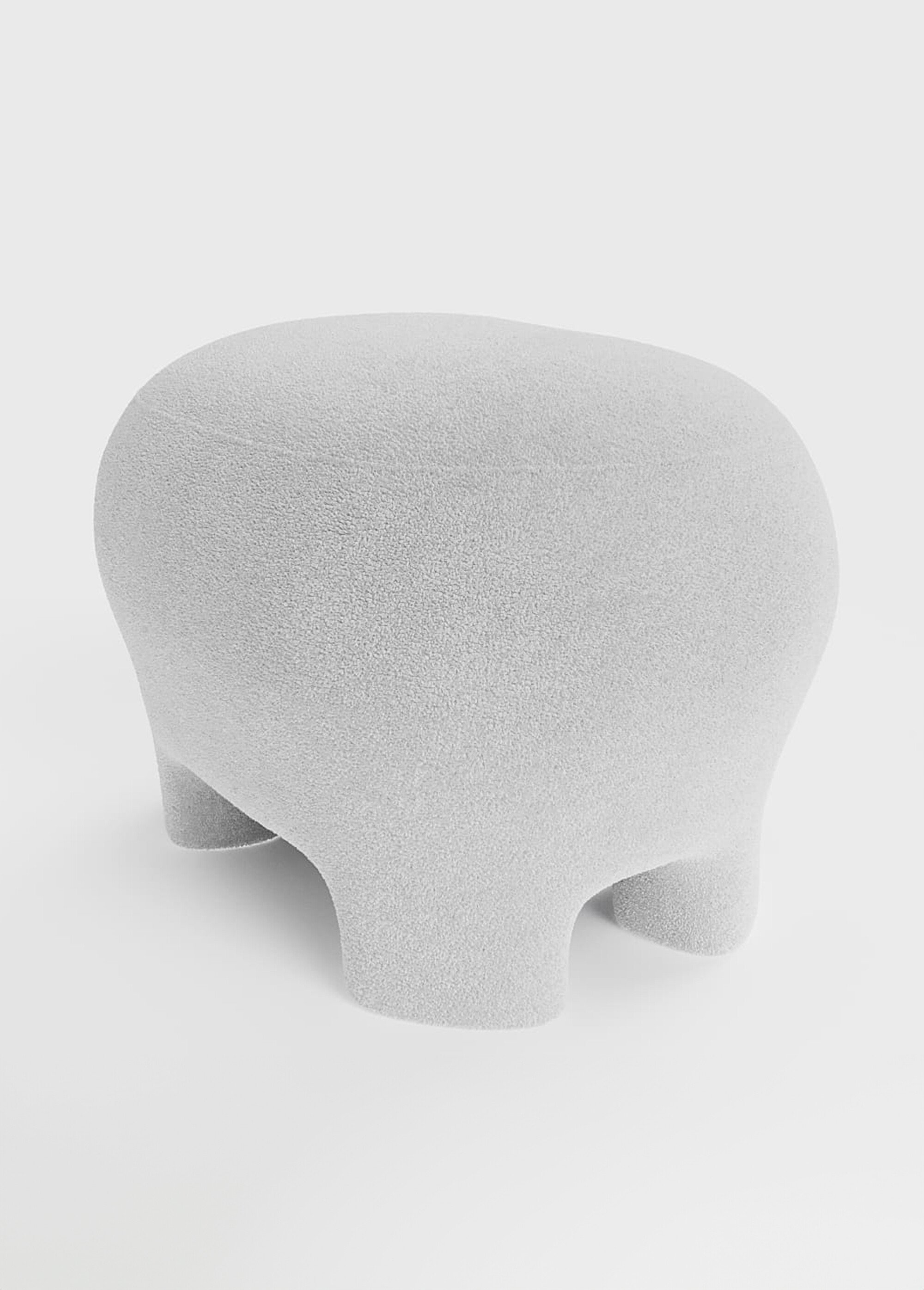 Pouf repose pieds en tissu bouclette BLANC POT-NINON DE1