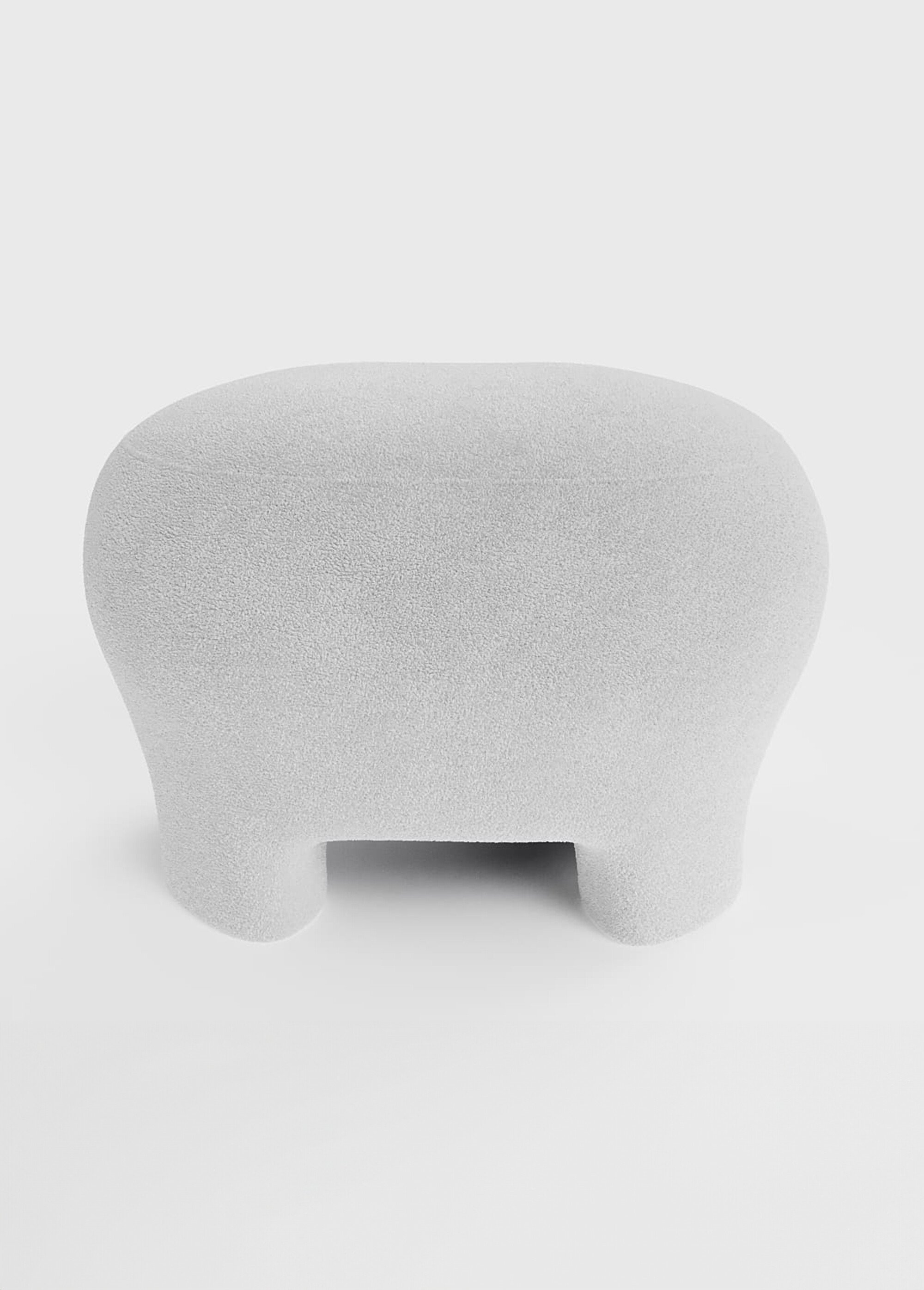 Pouf repose pieds en tissu bouclette BLANC POT-NINON FA1