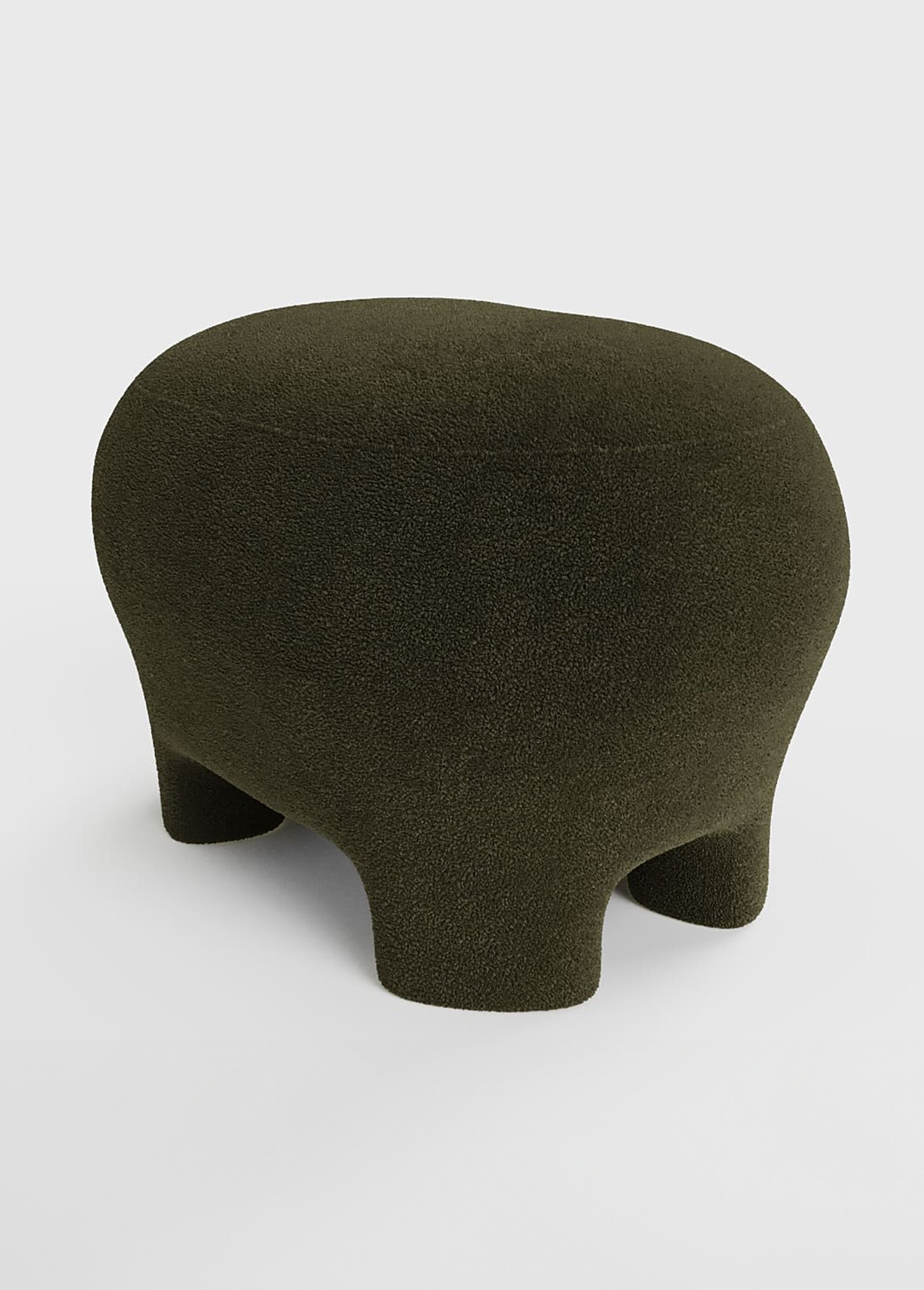 Pouf repose pieds en tissu bouclette VERT POT-NINON DE1