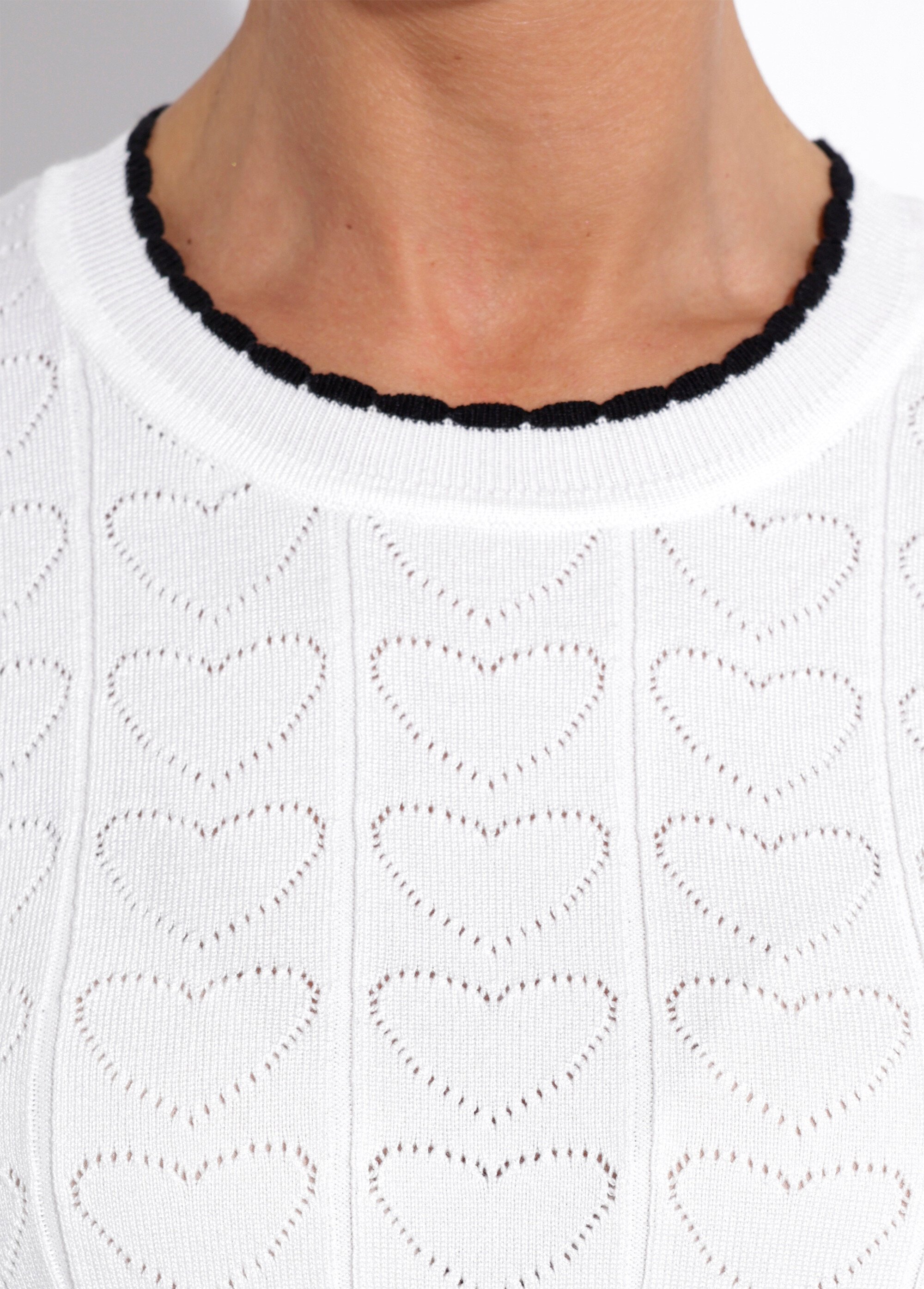 Pull fin ajouré manches courtes finition écailles Femme ECRU ET MARINE MILORIA DE1