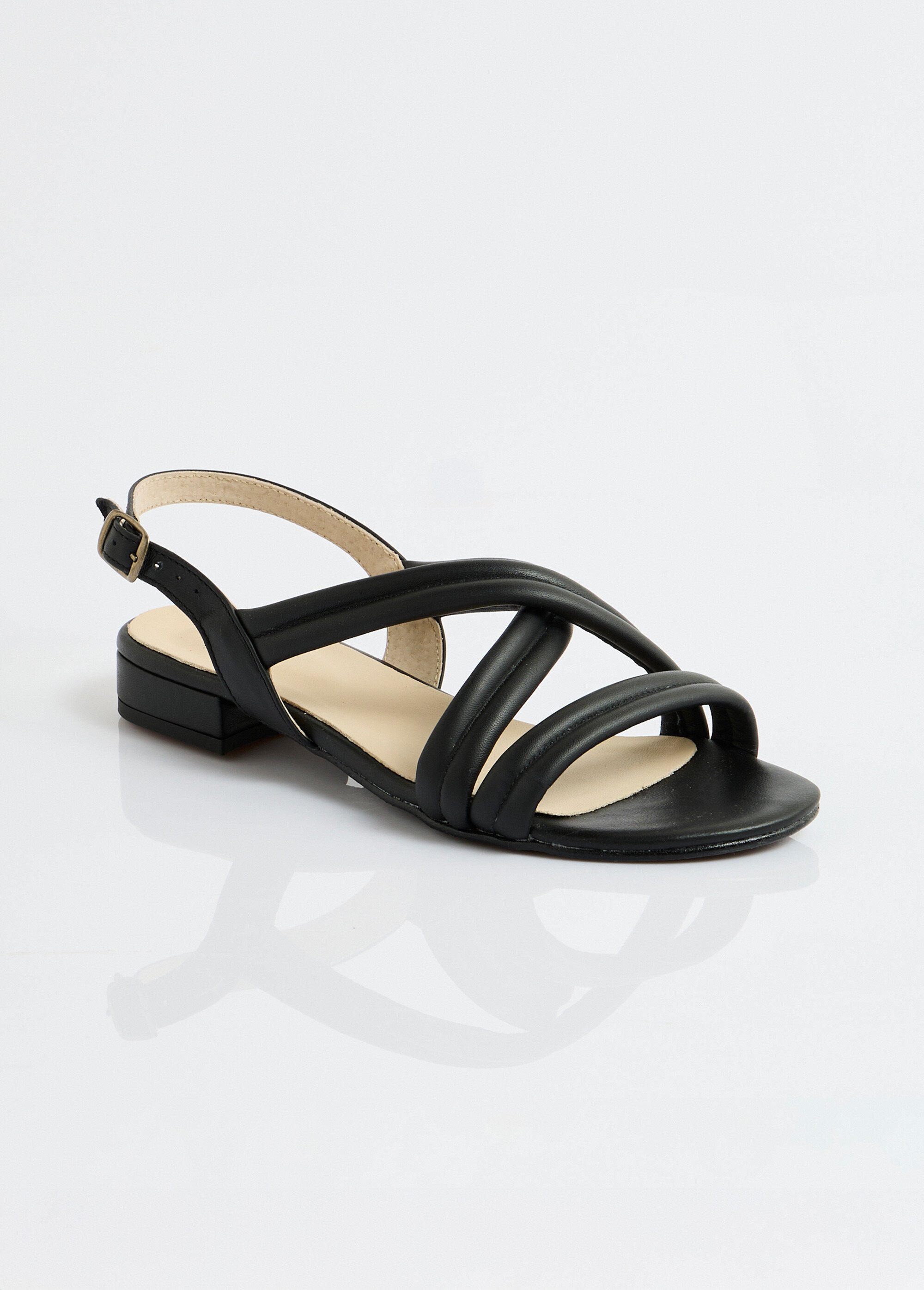 Sandales à talon brides croisées cuir Femme Noir ODORAT FA1