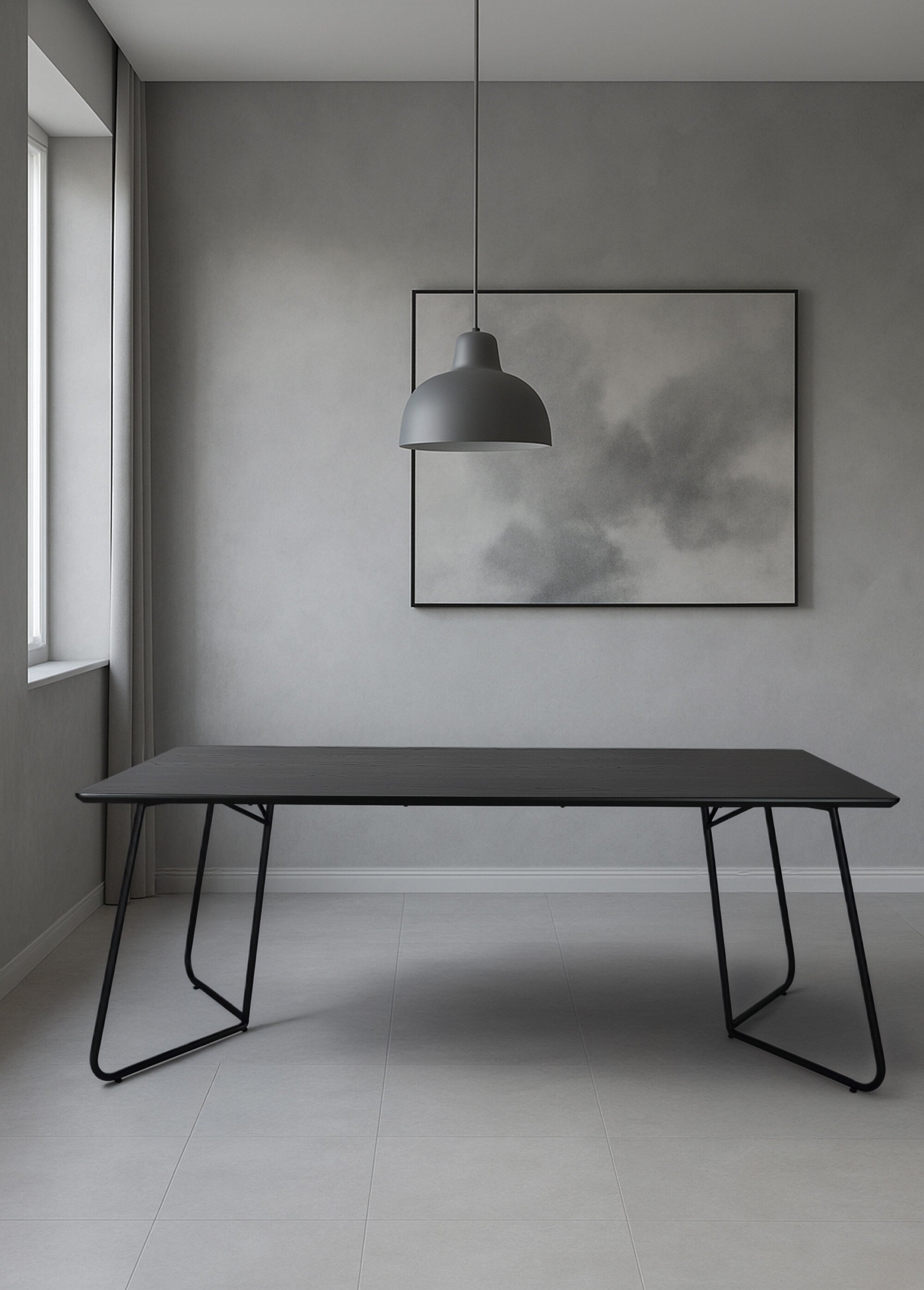 Table à manger avec piètement métal NOIR VEN-15574-888 SI1