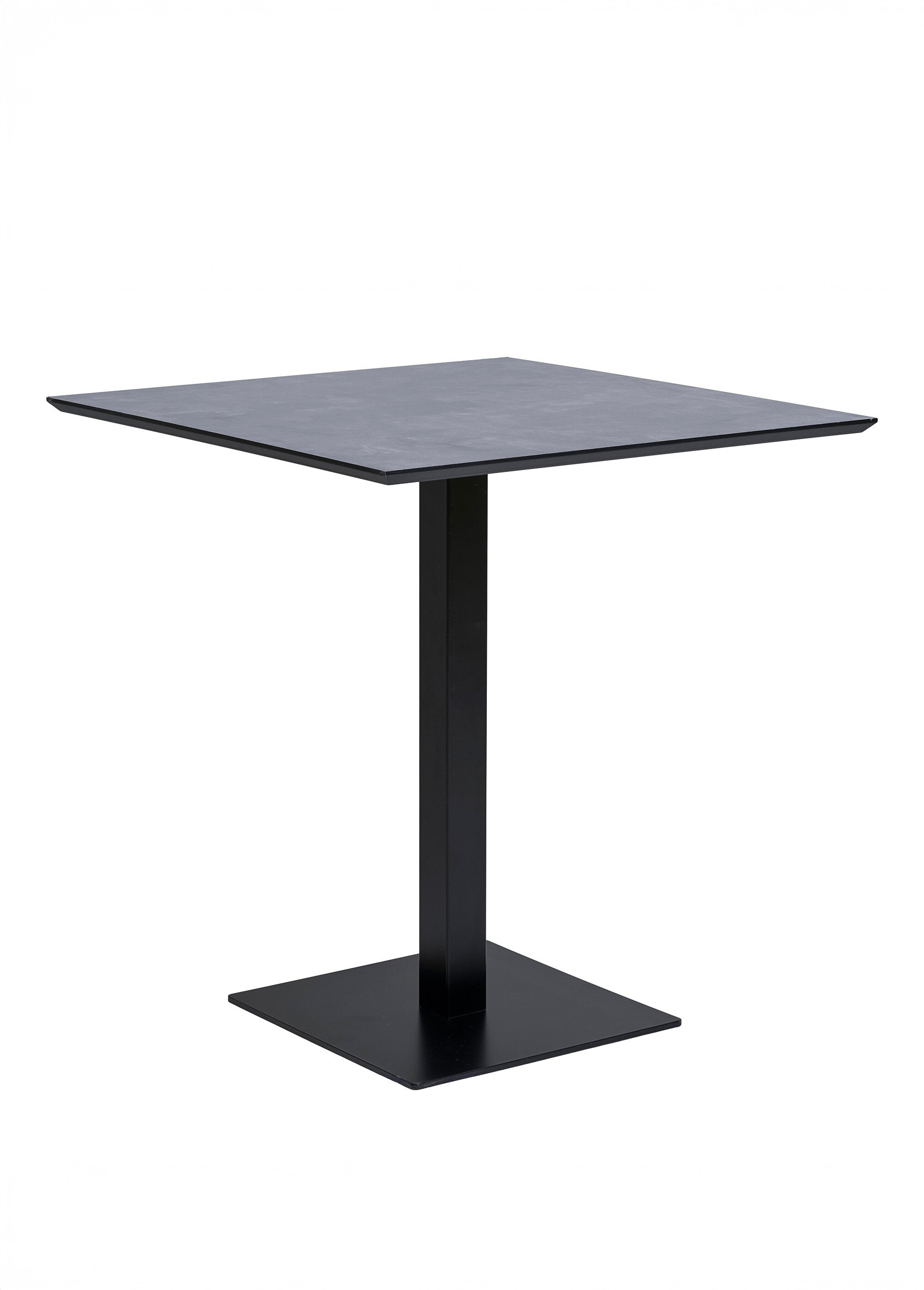Table carrée type bois clair, pied acier