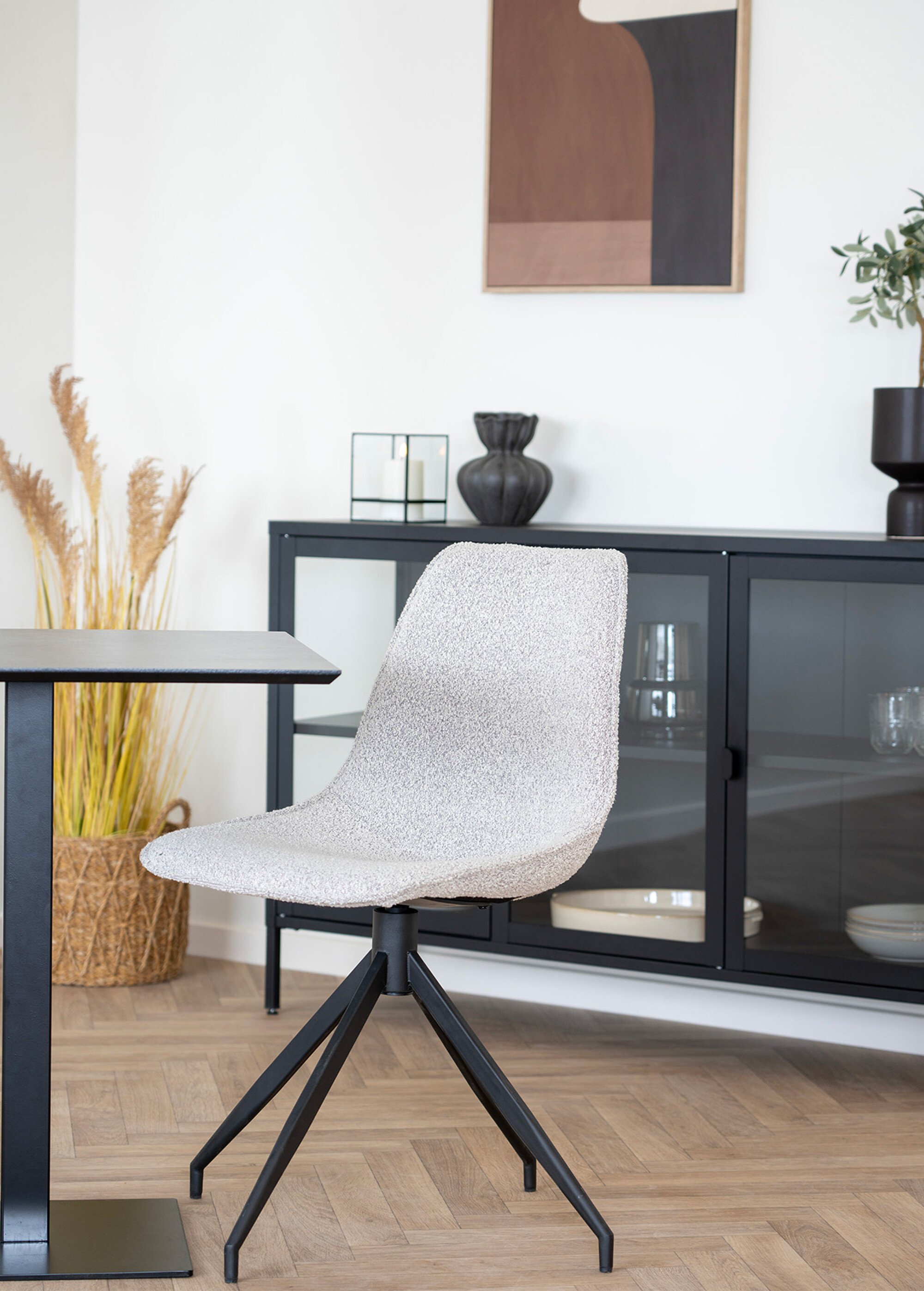 Table carrée type bois clair, pied acier GRIS HN-2250002 SI1