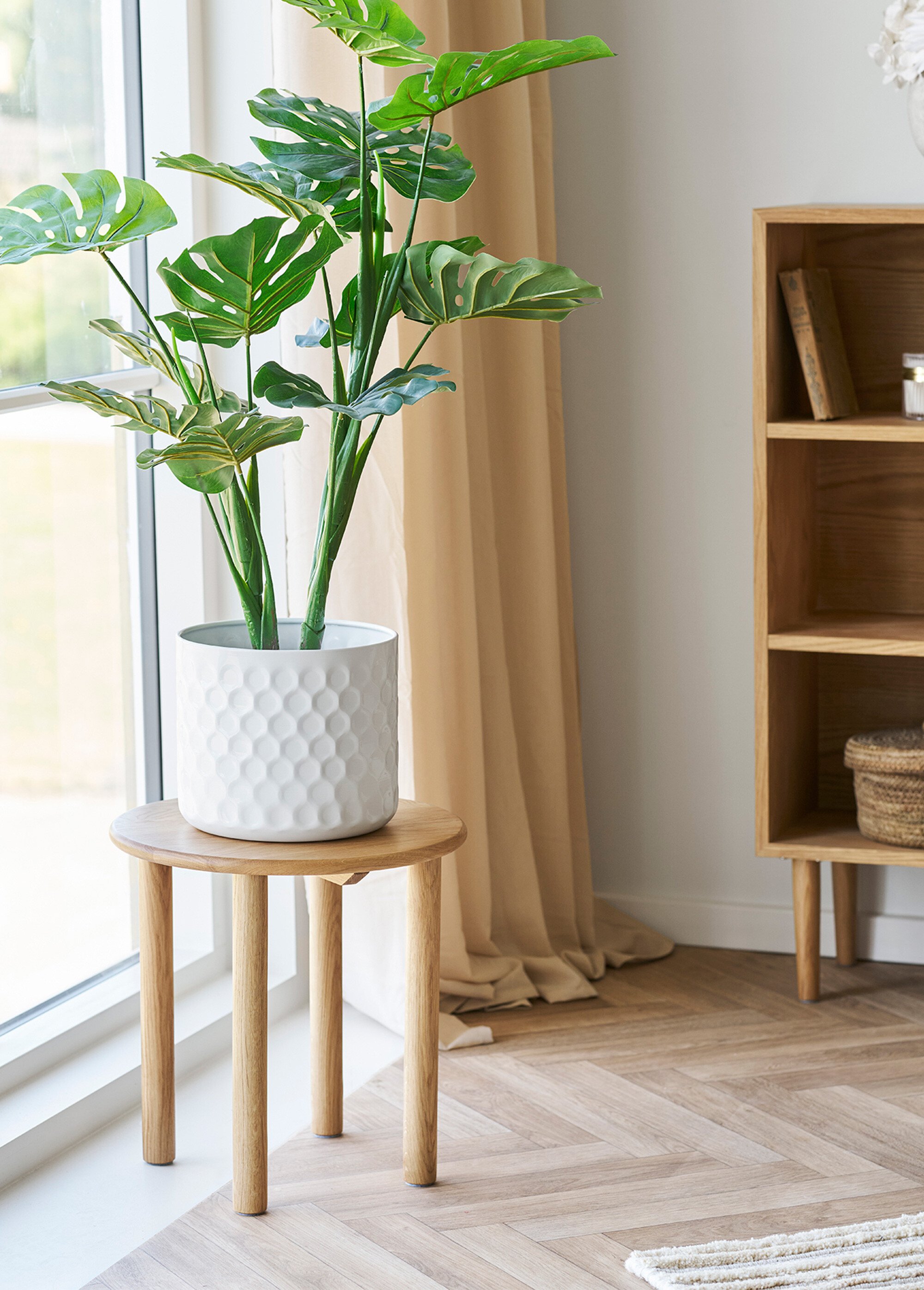 Table d'appoint ronde en chêne naturel BEIGE HN-2151050 SI1