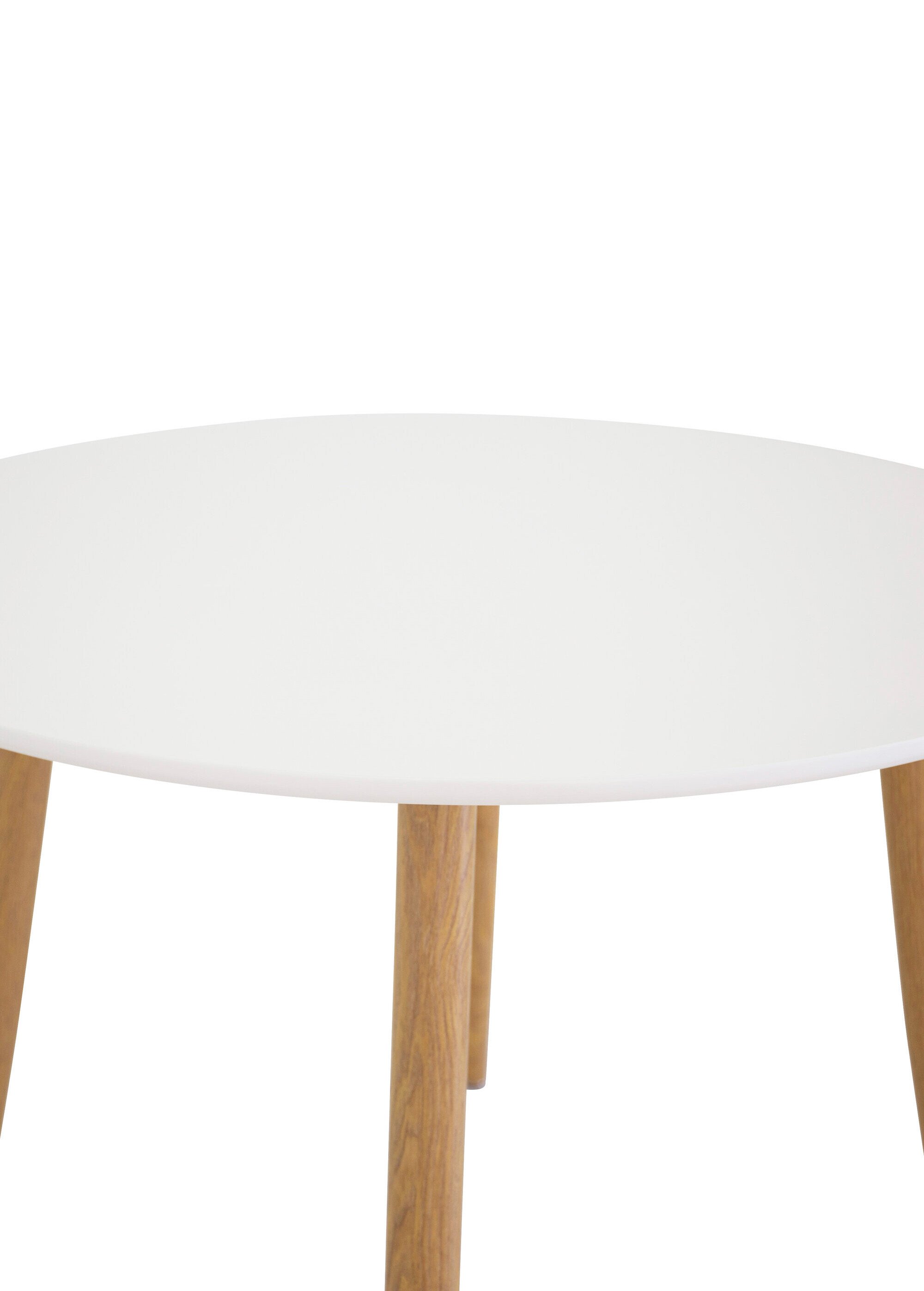 Table ronde, plateau fin et pieds compas BLANC VEN-27940-488 DE1