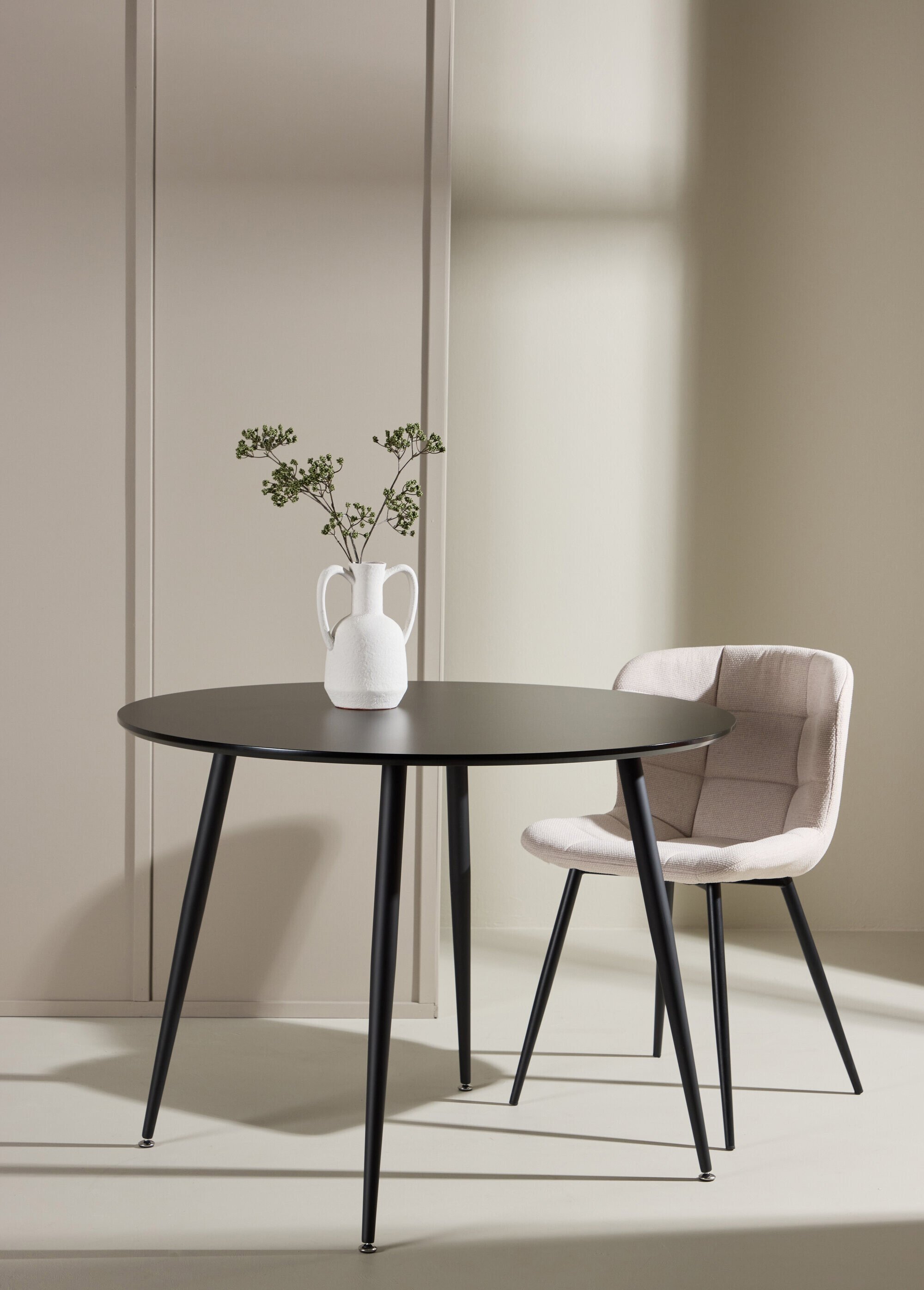 Table ronde, plateau fin et pieds compas NOIR VEN-27940-488 SI1